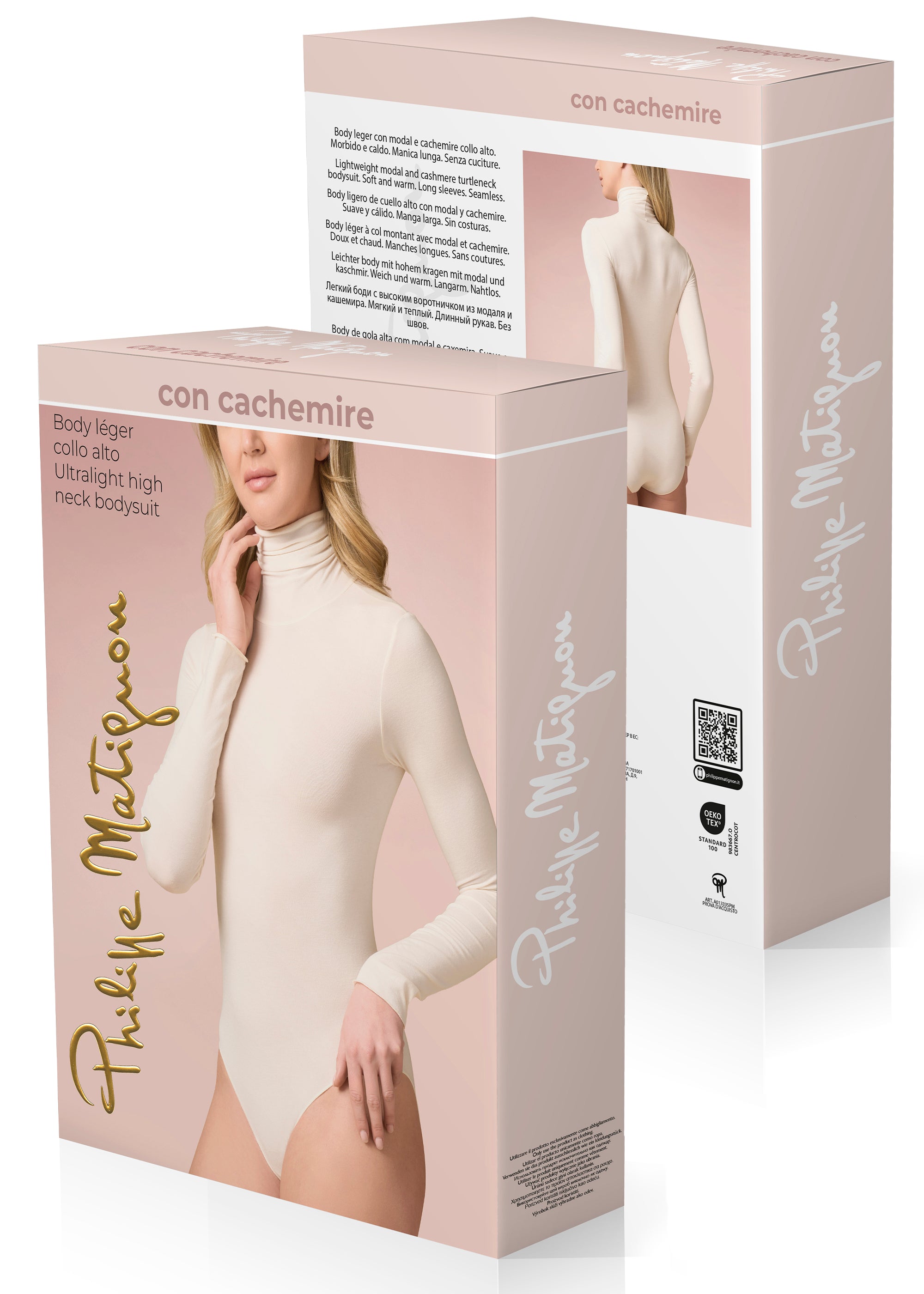 Philippe Matignon Leger body cashmere collo alto