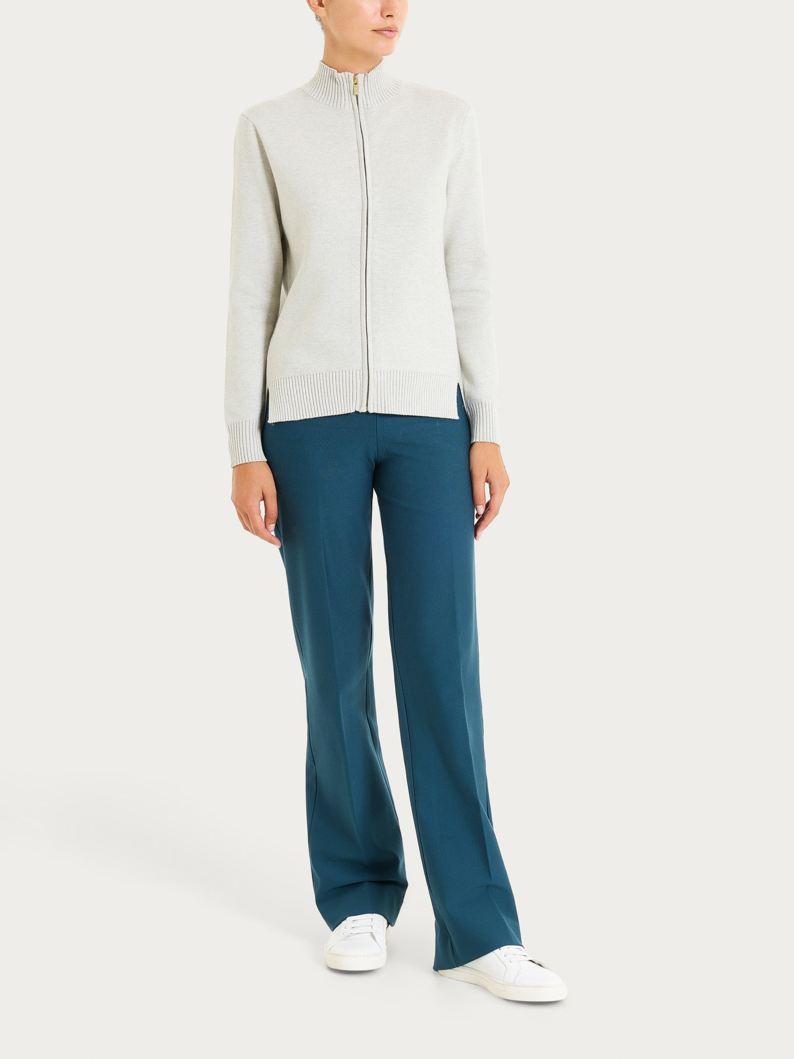 Ragno Super Soft Cardigan Zip Asimmetrico Champignon Mel.