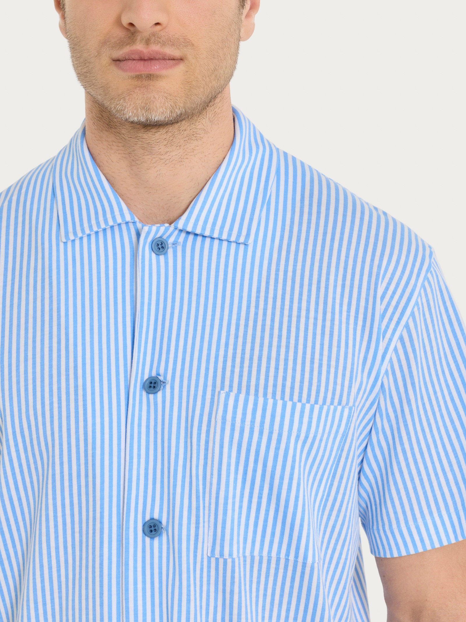 Ragno Jersey di Cotone pigiama corto uomo bianco righe