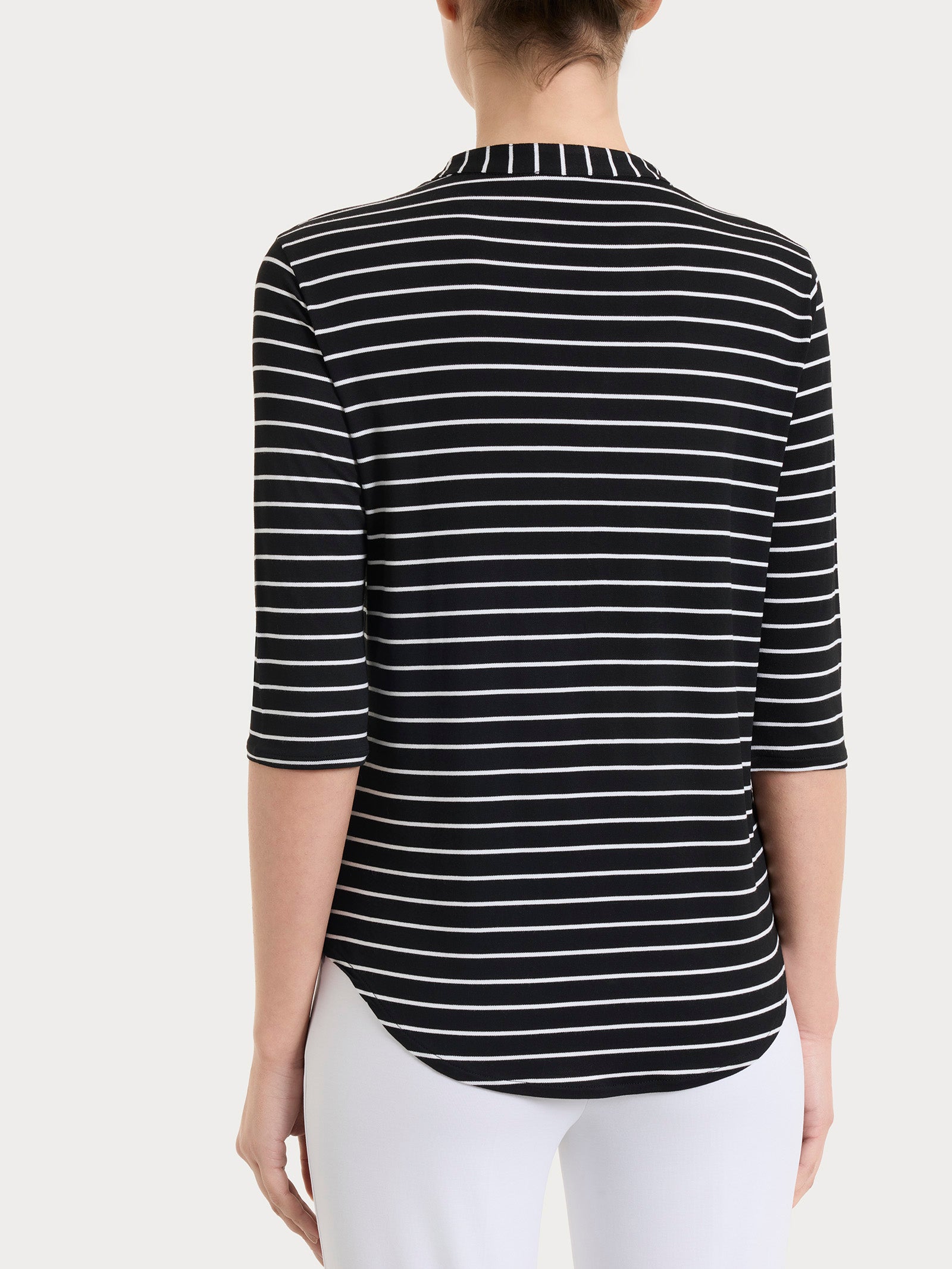 Ragno Summer Light maglietta righe serafino nero viscosa elasticizzata