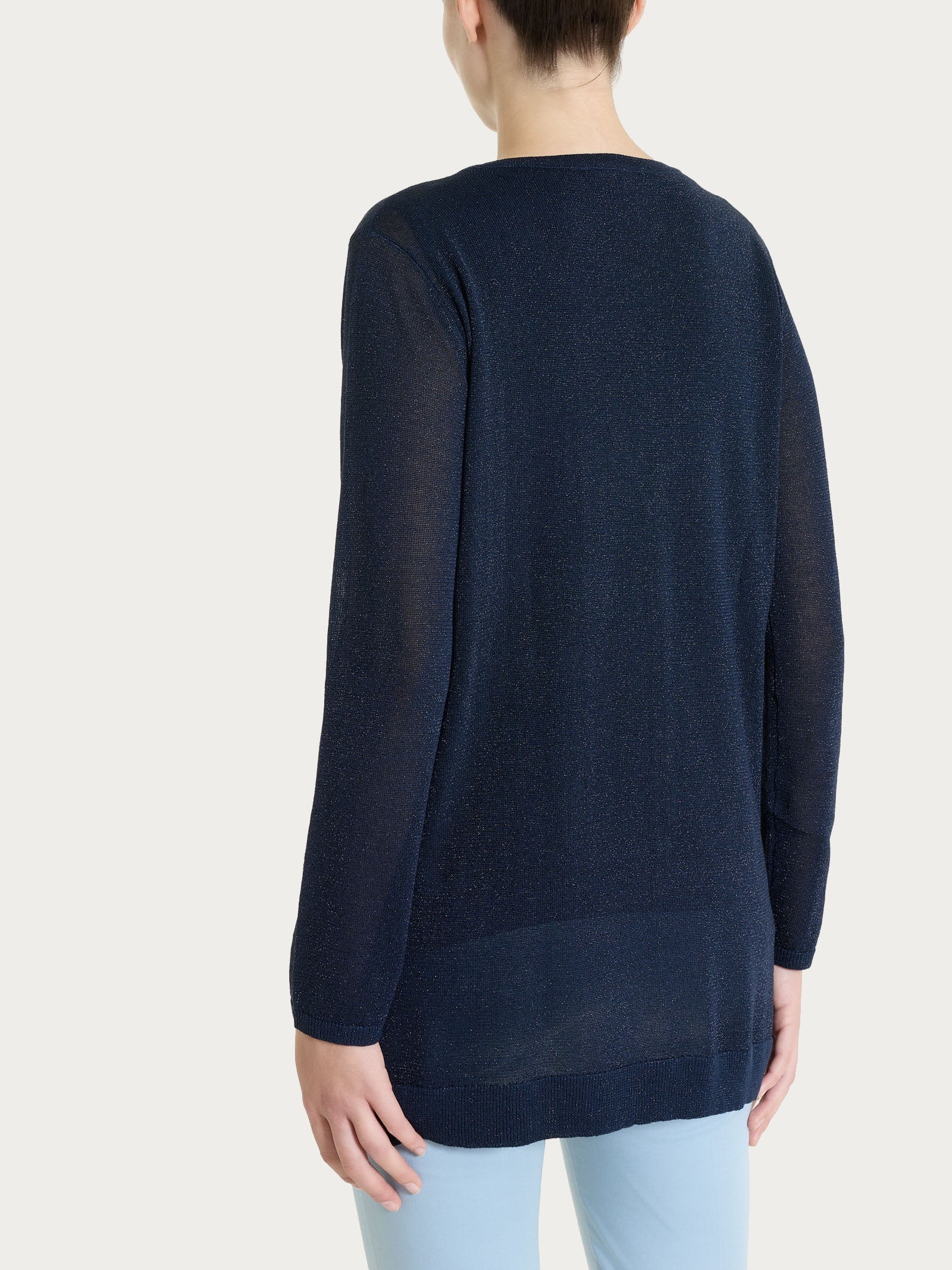 Ragno SL Cardigan bottoni crêpe lurex blu bleu