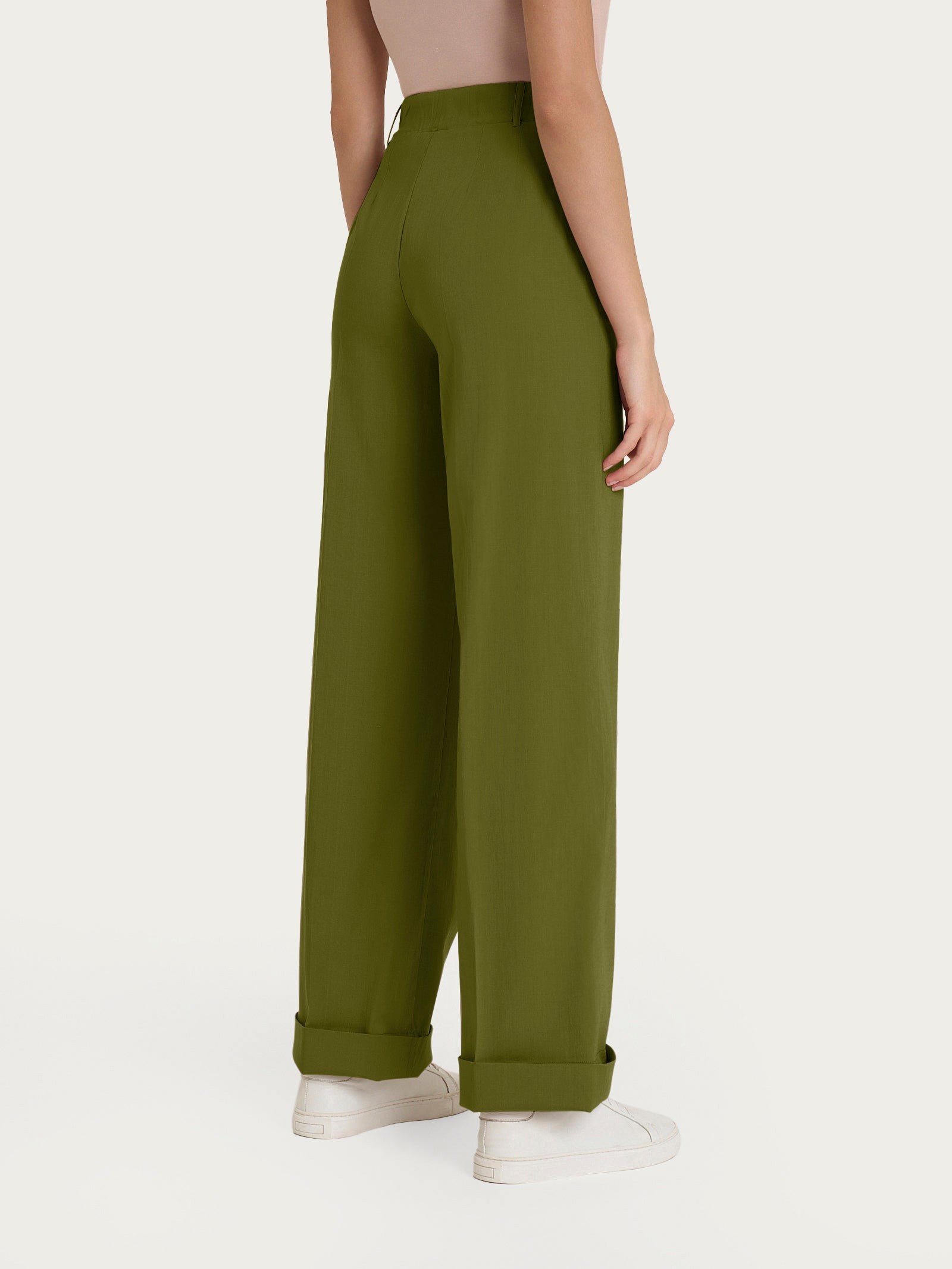 Ragno Super Natural pantalone ampio Sphagnum tasche tencel