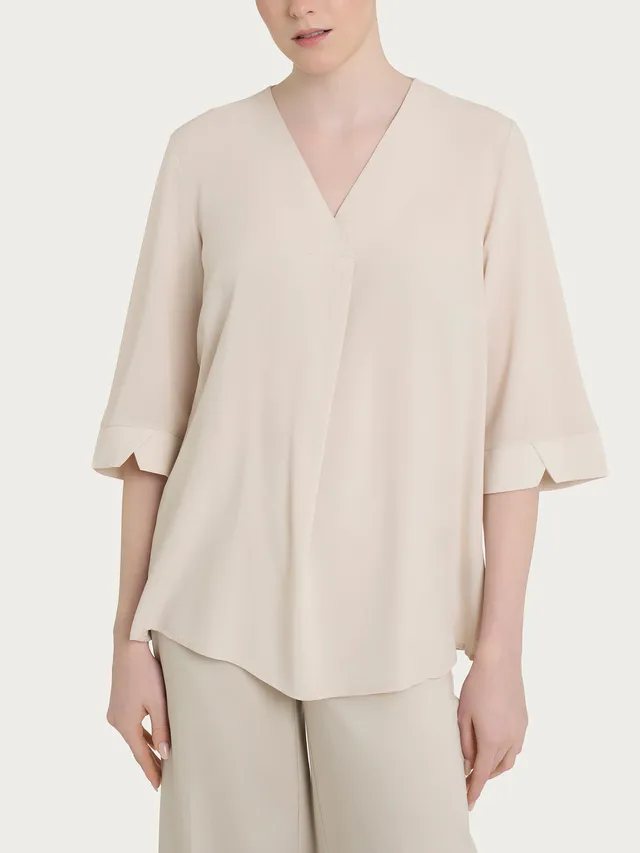 Ragno EcoSeta Blusa Scollo V Champignon 3/4