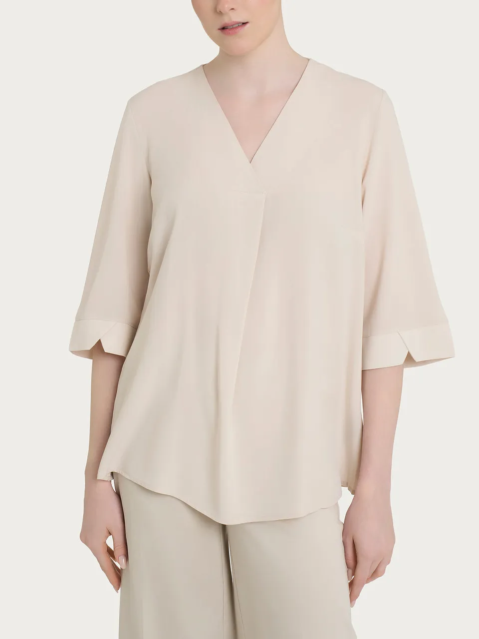 Ragno EcoSeta Blusa Scollo V Champignon 3/4