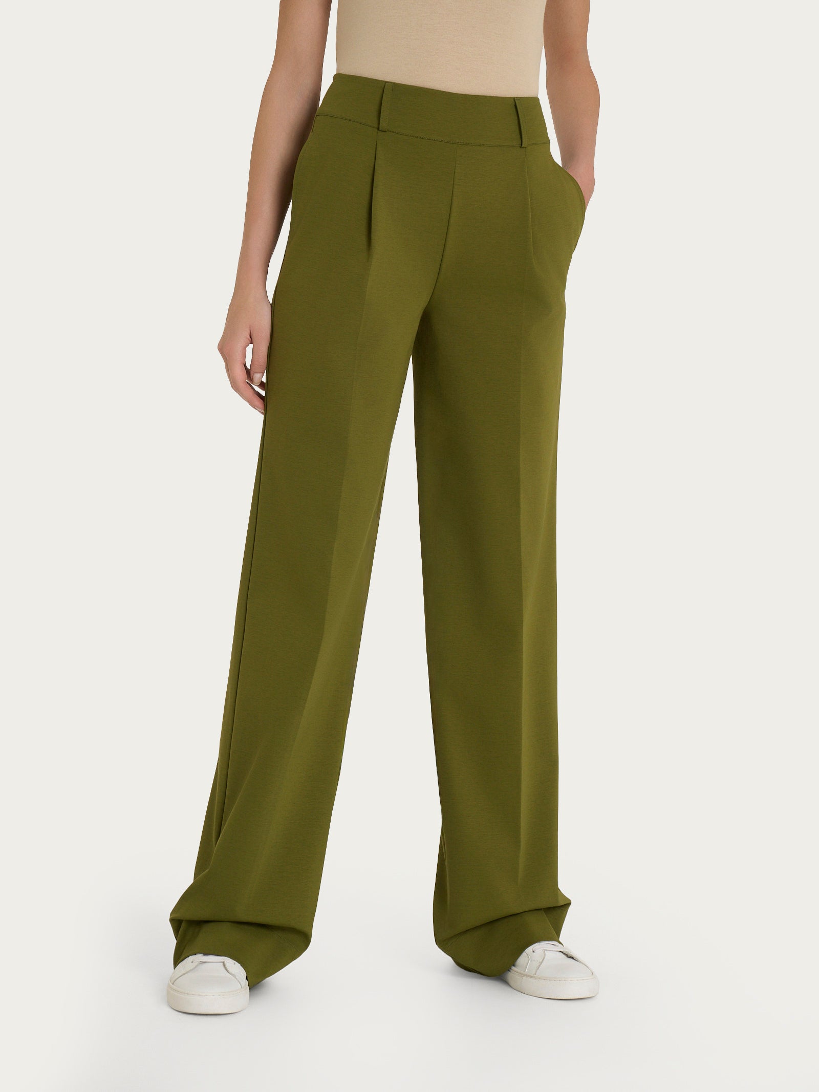 Ragno Compact Light The Wide Leg pantalone verde Sphagnum