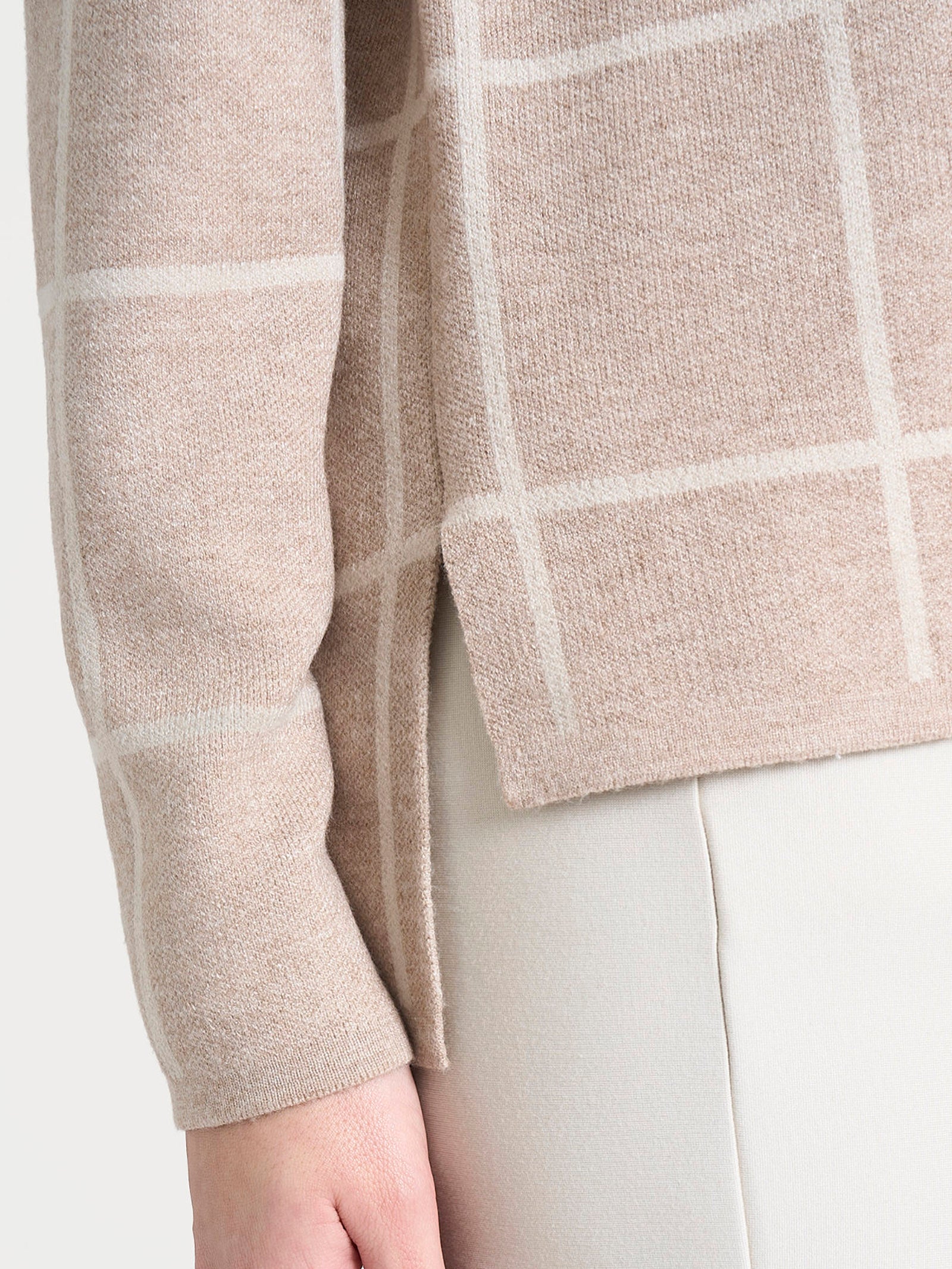 Ragno Super Soft Cardigan Aperto Check Cammello Melange