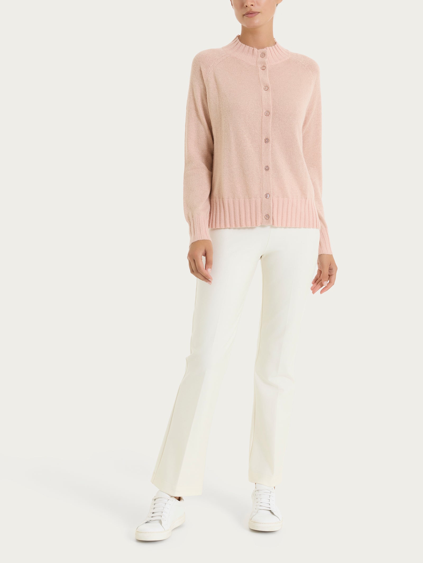 Ragno Natural Soft Cardigan corto Lurex Cameo Rose