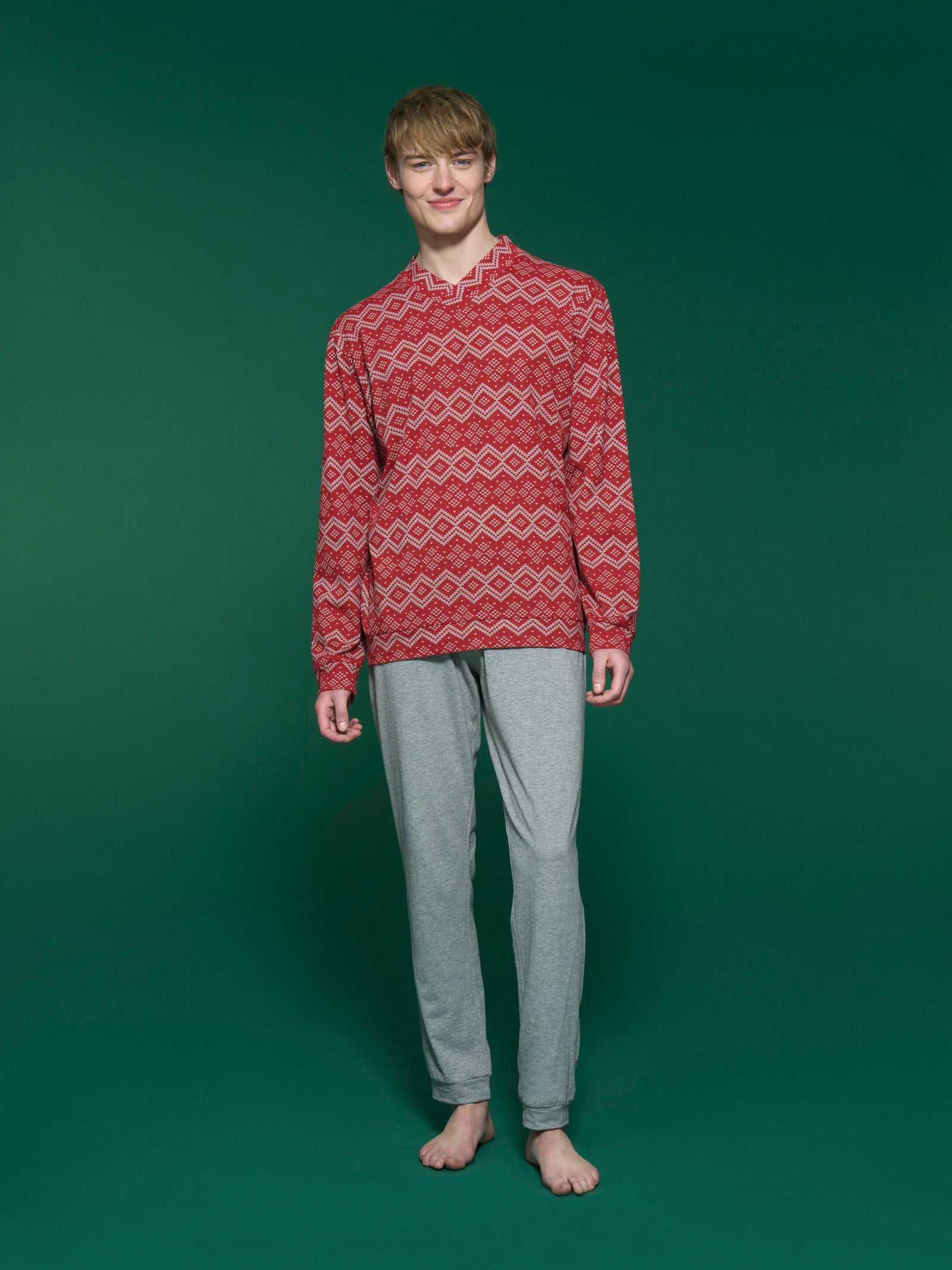 Ragno Jersey Cotone Pigiama Natalizio Salsa scollo V