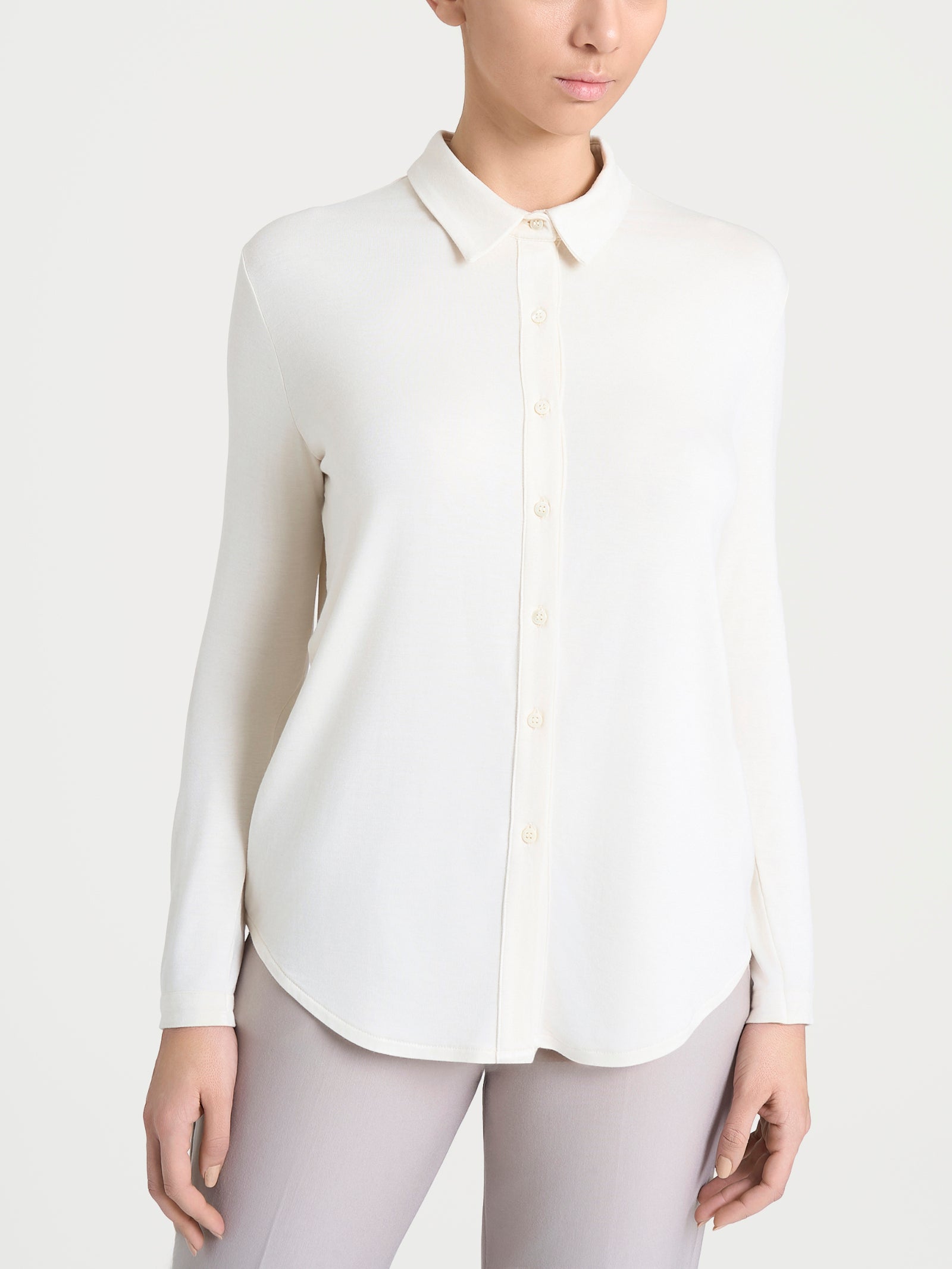 Ragno Camicia Eco Viscosa Avorio manica lunga morbida