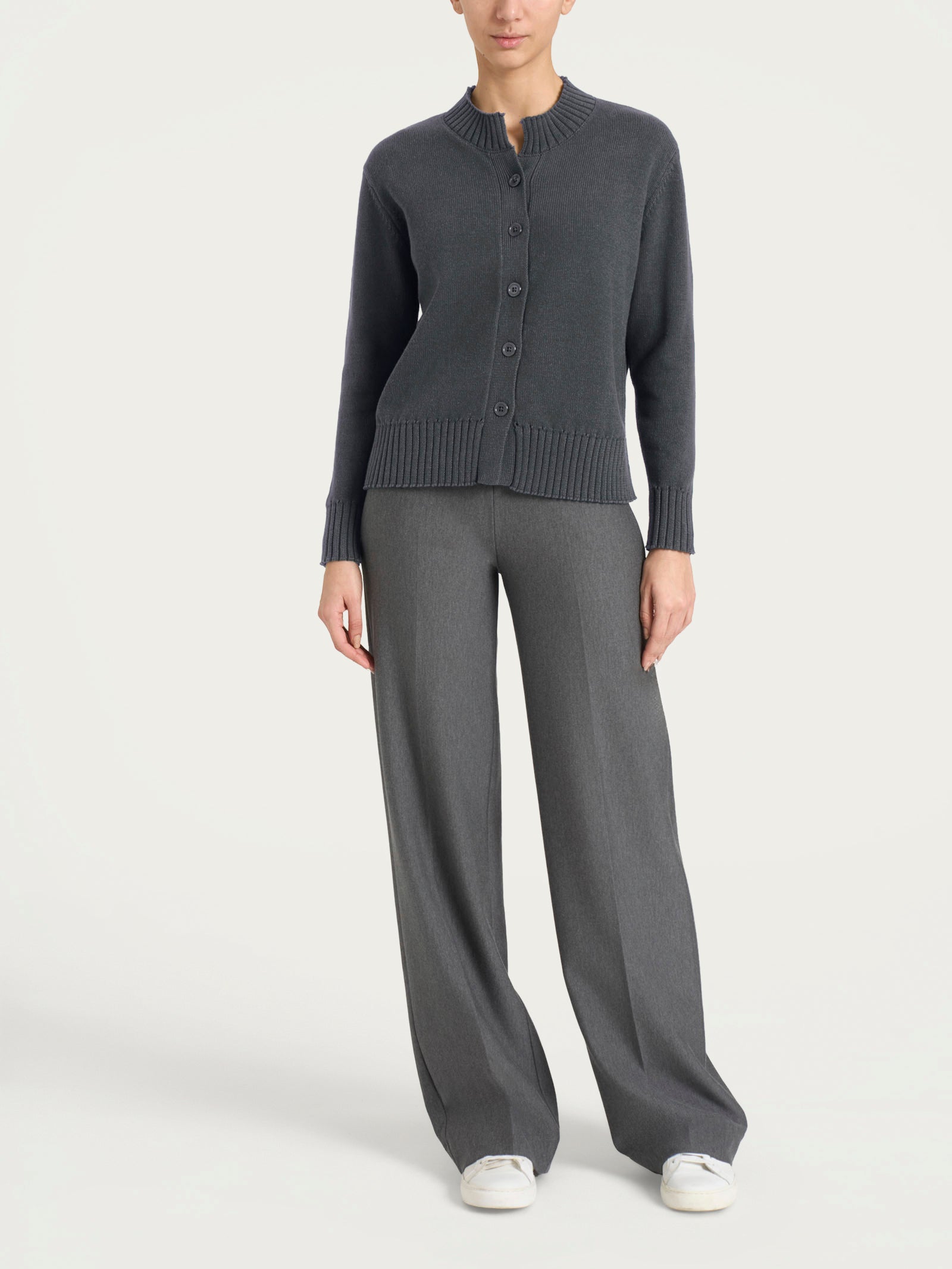 Ragno Winter Cotton Cardigan Ardesia Mel. puro cotone bottoni