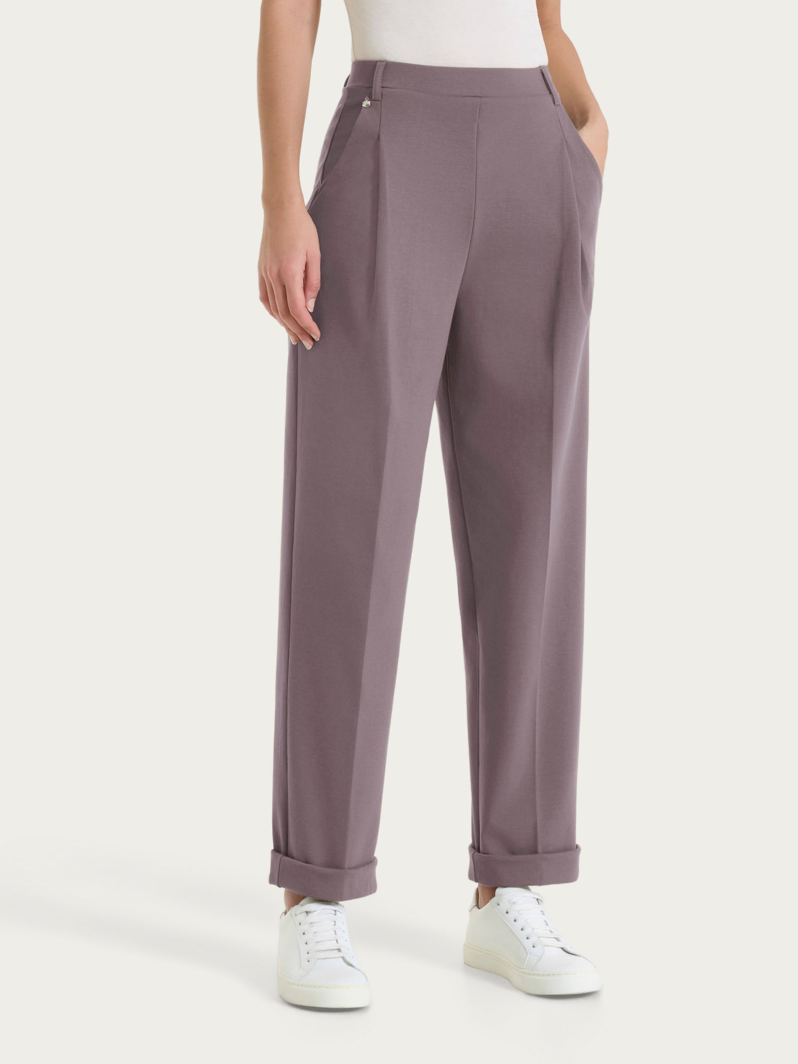 Ragno Compact Light pantalone carota con tasche Plum Truffle