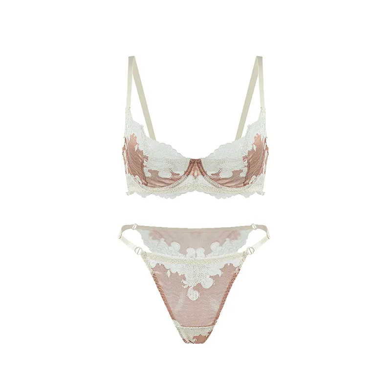 Maria Grazia Severi Contrast Floral Lace completo intimo rosa pizzo