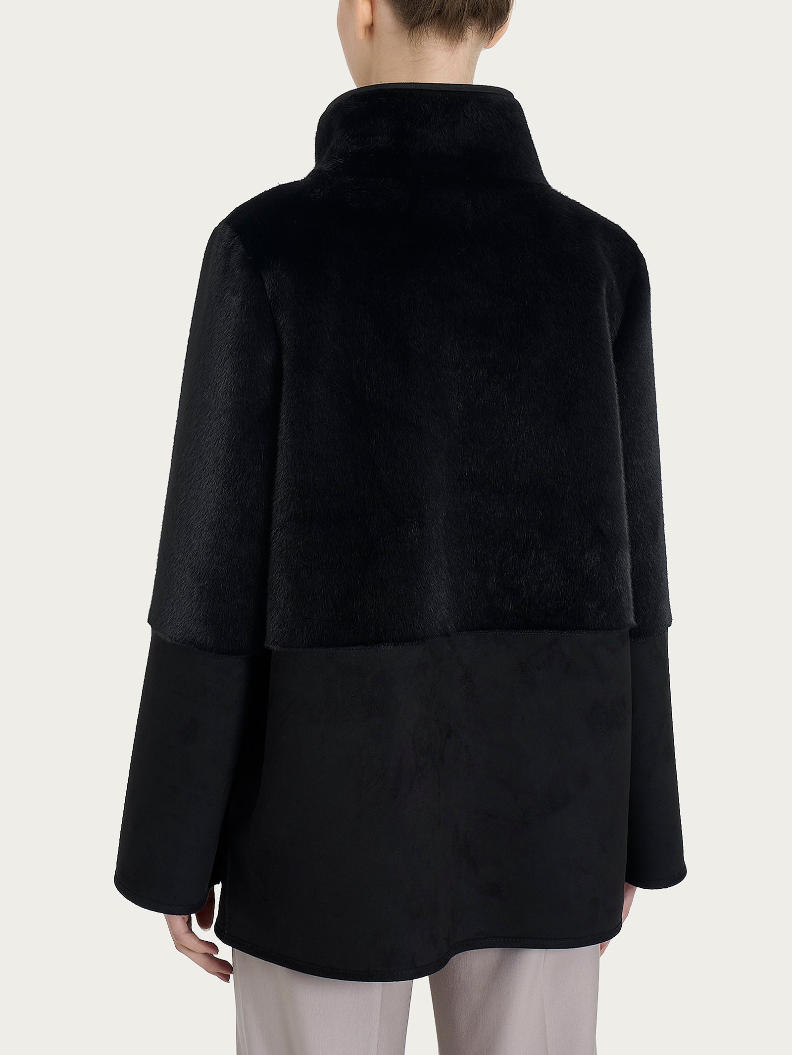 Ragno Vegan Shearling Giacca Lunga Double-Face Nero calda