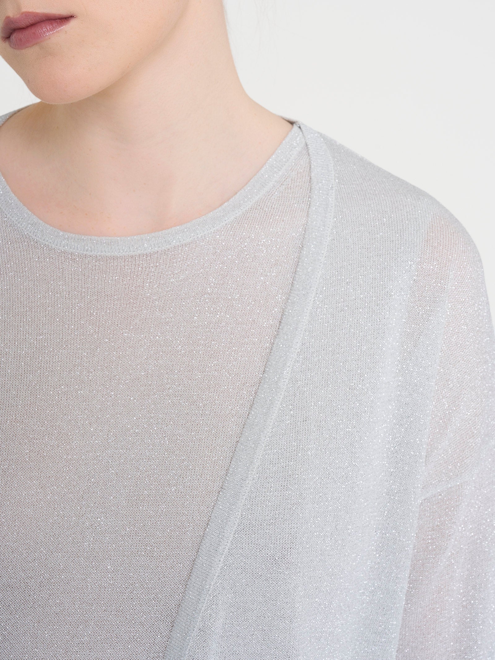 Ragno Viscosa Summer cardigan Bianco crêpe lurex aperto