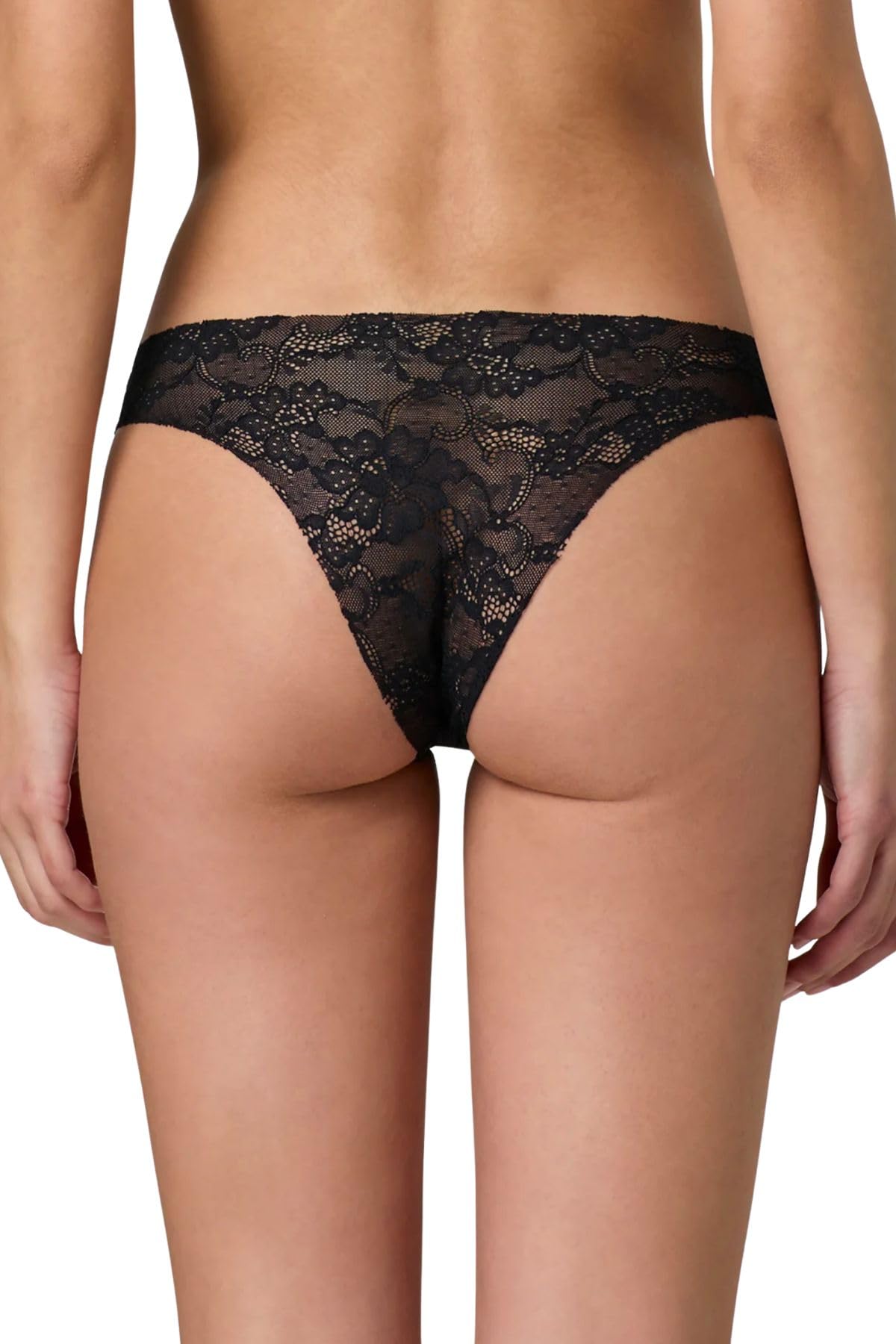 Lady C Slip Taglio Laser Brasiliana Ricamata Nero 3 pz invisibile