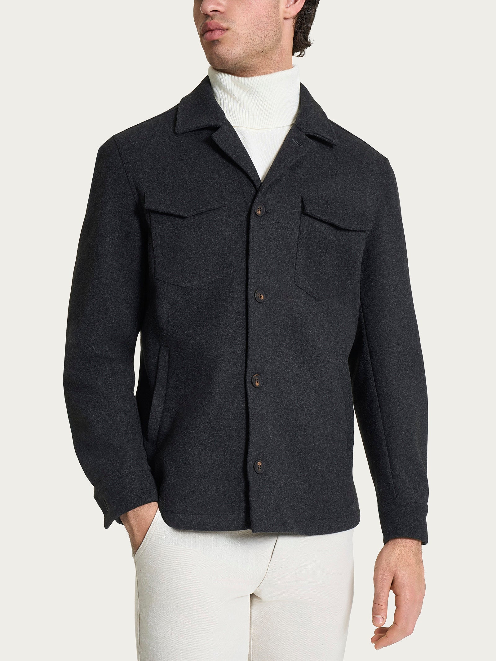 Ragno Vegan Wool Shacket giacca uomo Oscuro Mel calda