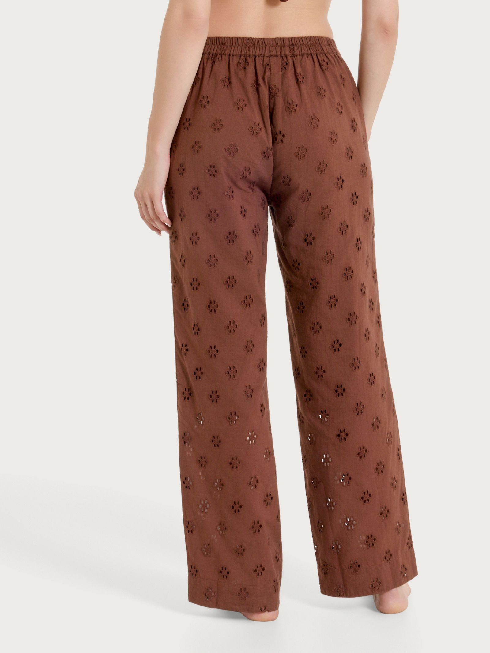 Ragno Pantalone Ampio Sangallo Cotone Chocolate Fondant