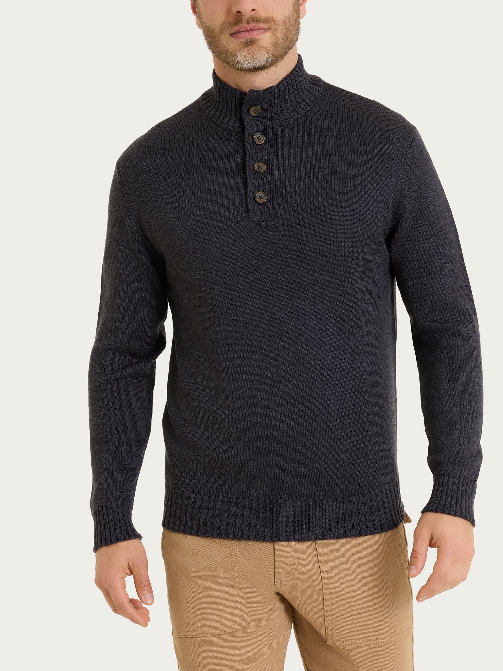 Ragno Lupetto Zip Bottoni Merino Soft Oscuro Mel. pura lana merino
