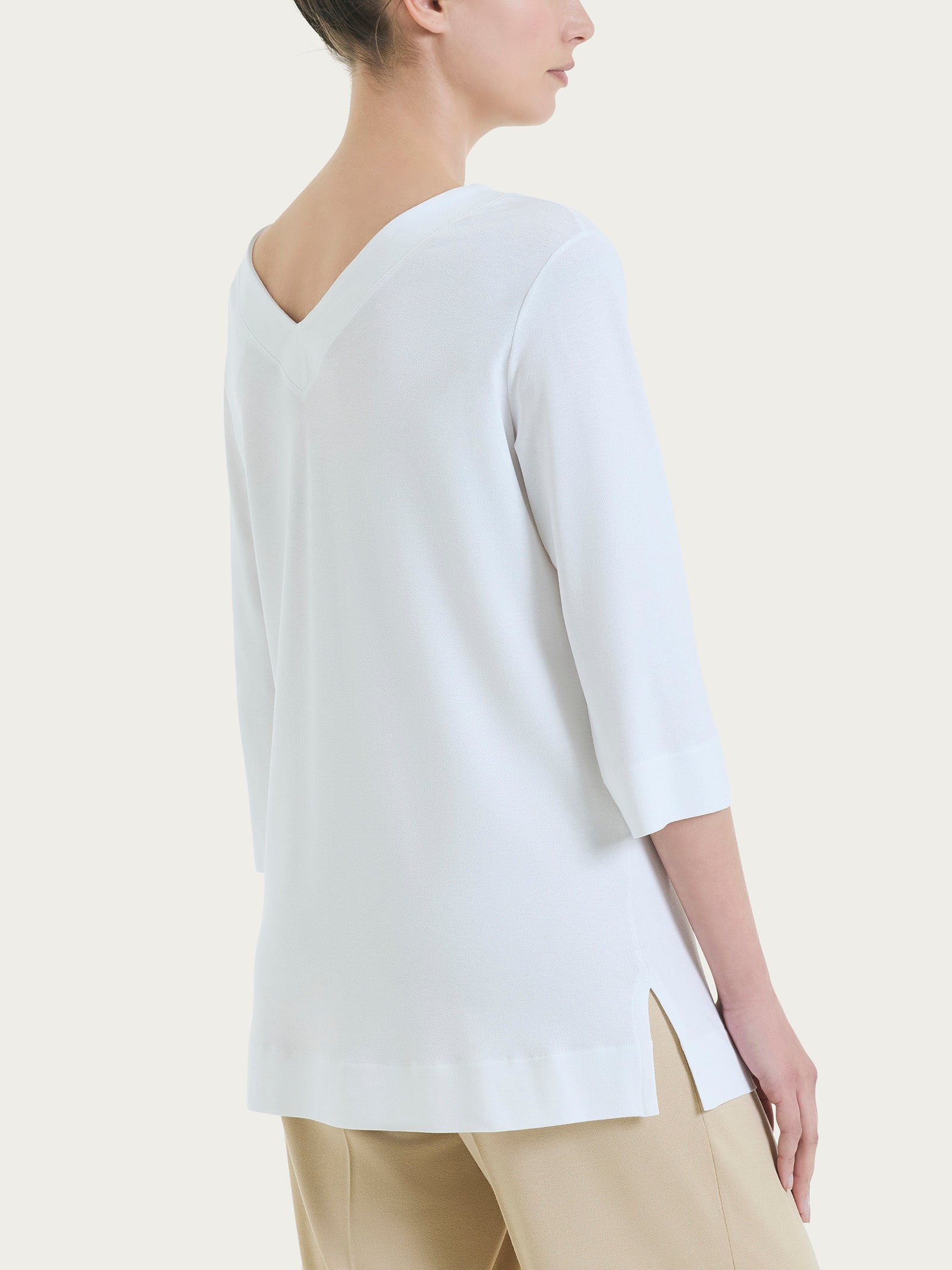 Ragno Viscosa Summer Maglietta Donna Bianco Doppio Scollo V