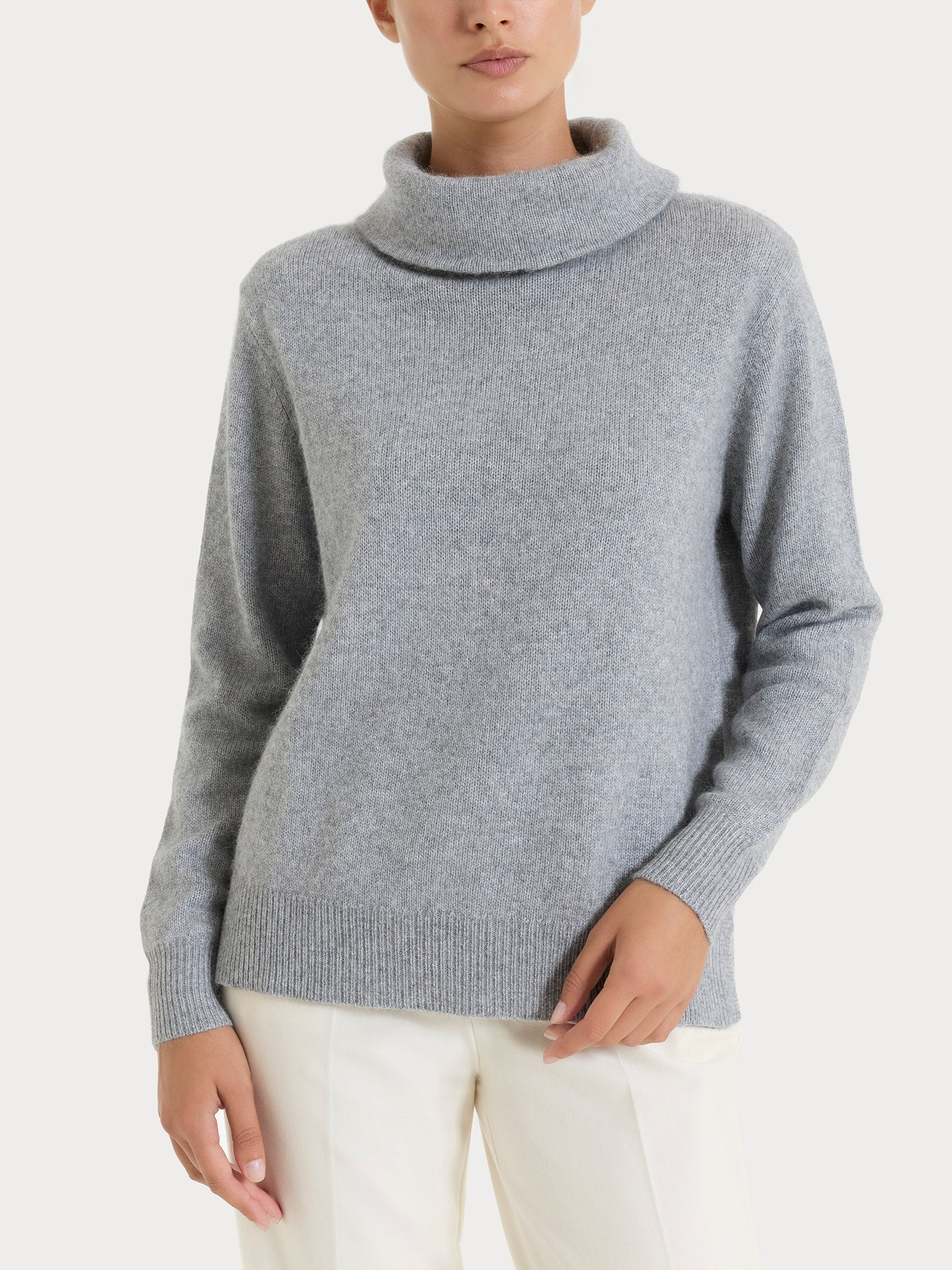 Ragno Natural Soft Maglia Collo Alto Donna Ghiaia Morbida