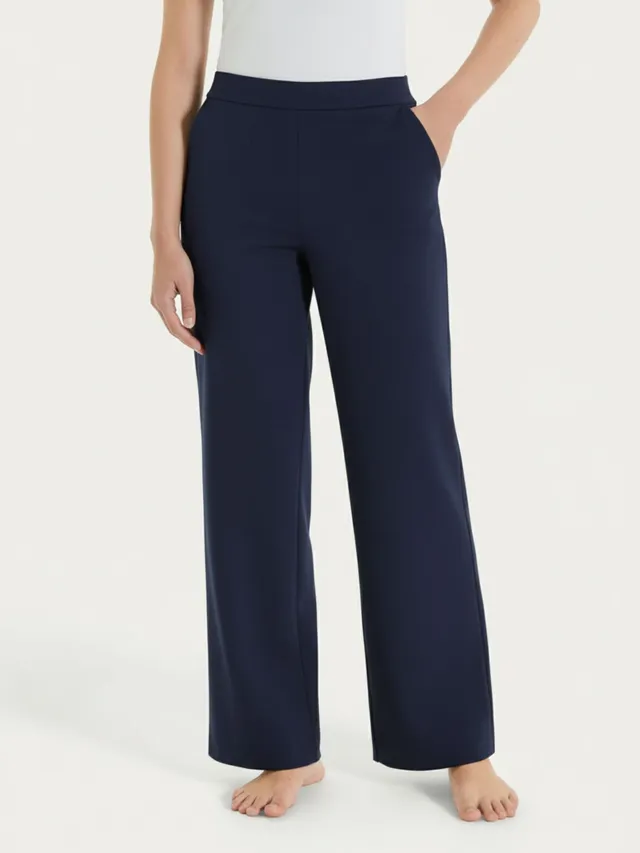 Ragno Jersey di Cotone pantalone ampio Bleu wide leg donna