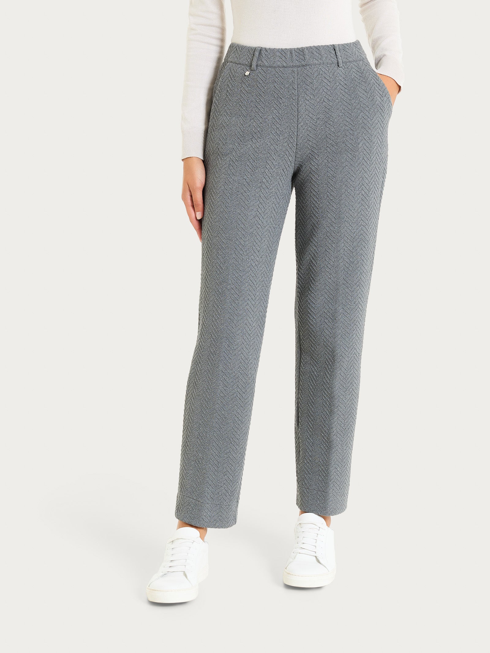 Ragno Eco Jacquard pantalone dritto donna grigio mel spina pesce