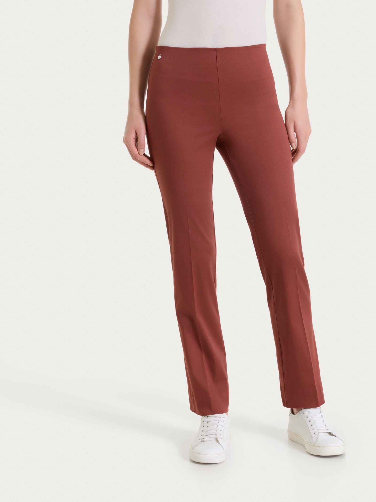 Ragno Satin Power pantalone capri dritto Mahogany cotone