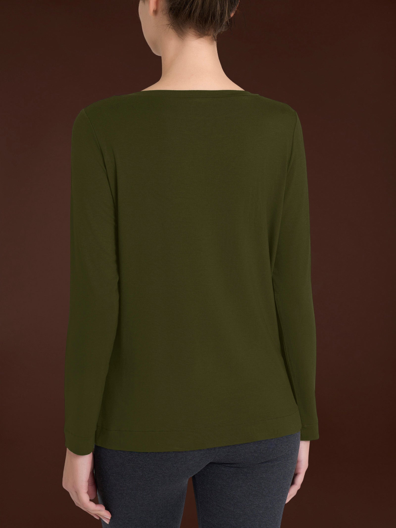 Ragno Eco Viscosa maglietta barchetta dark olive manica lunga