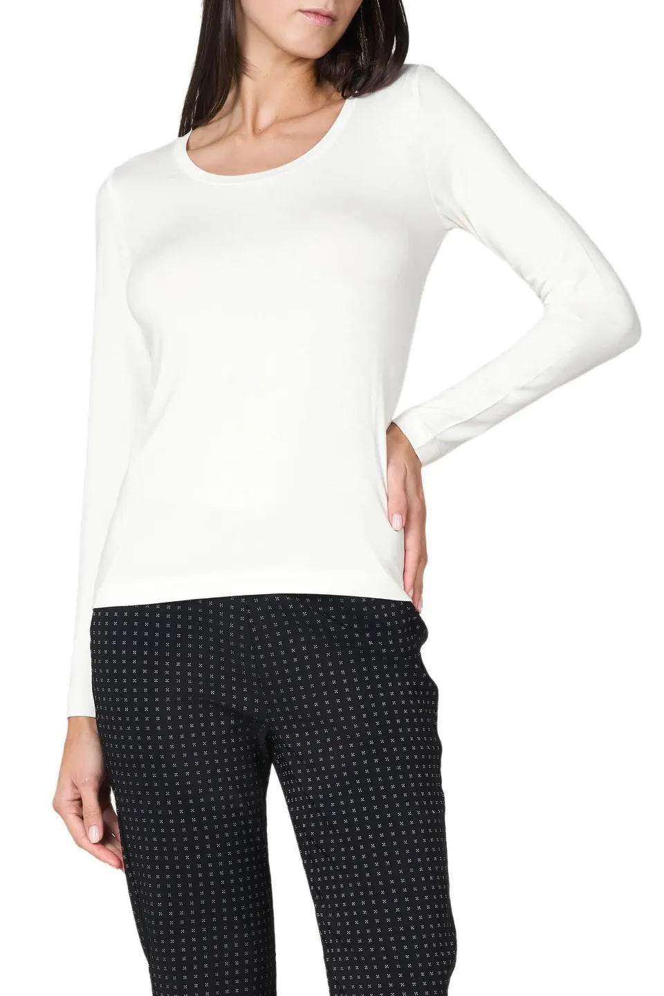 Goldenpoint Donna Maglia Girocollo Manica Lunga Aderente