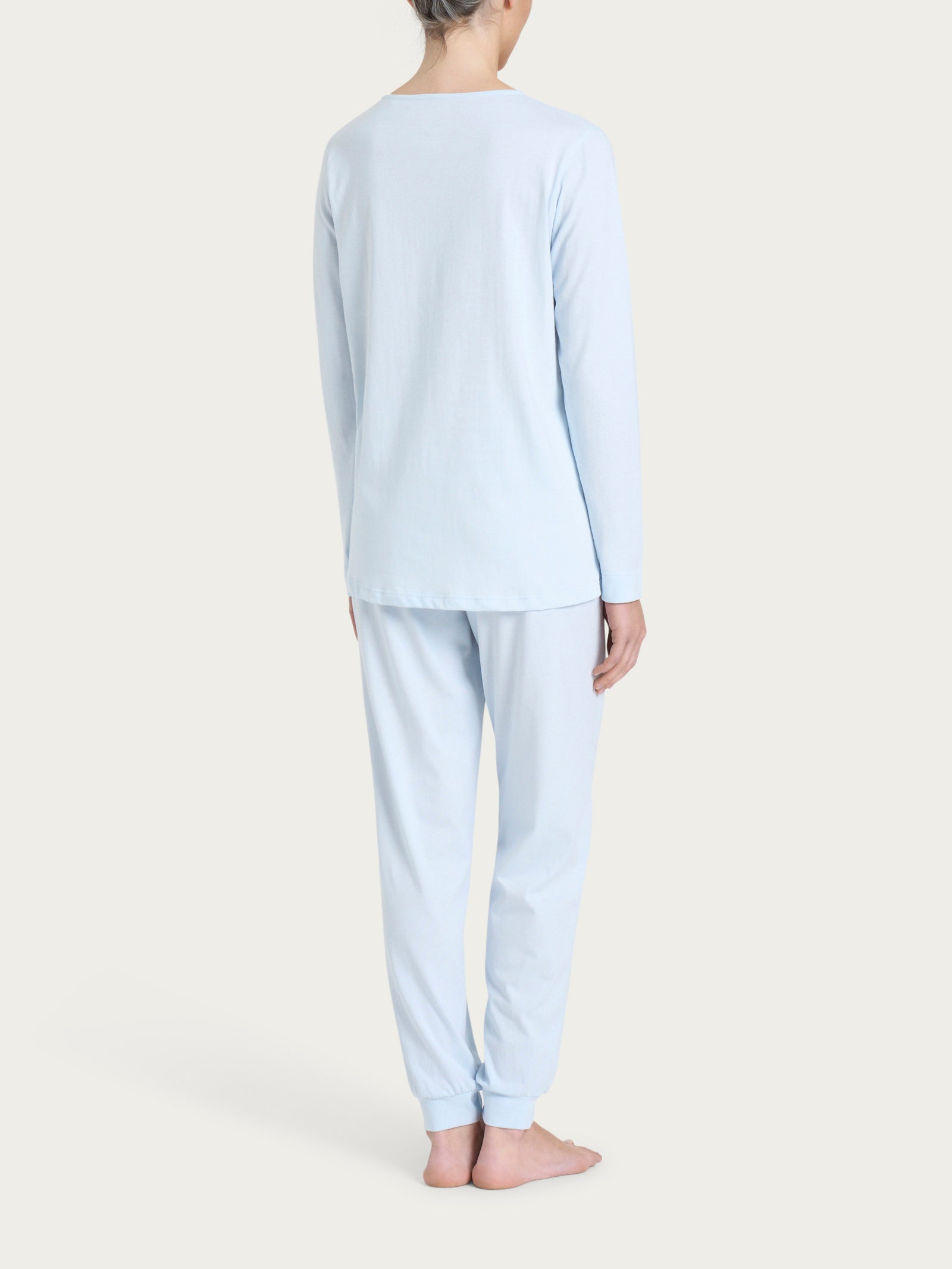 Ragno Jersey Pigiama Lungo Scollo V Azzurro Cotone