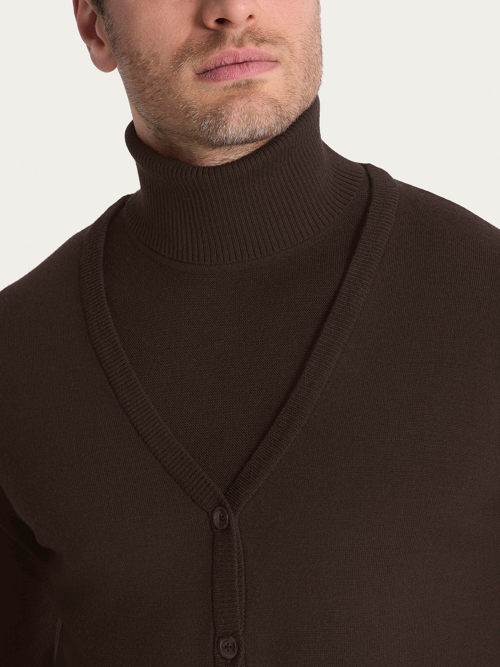 Ragno Cardigan Uomo Merino Soft Chocolate Torte Scollo V
