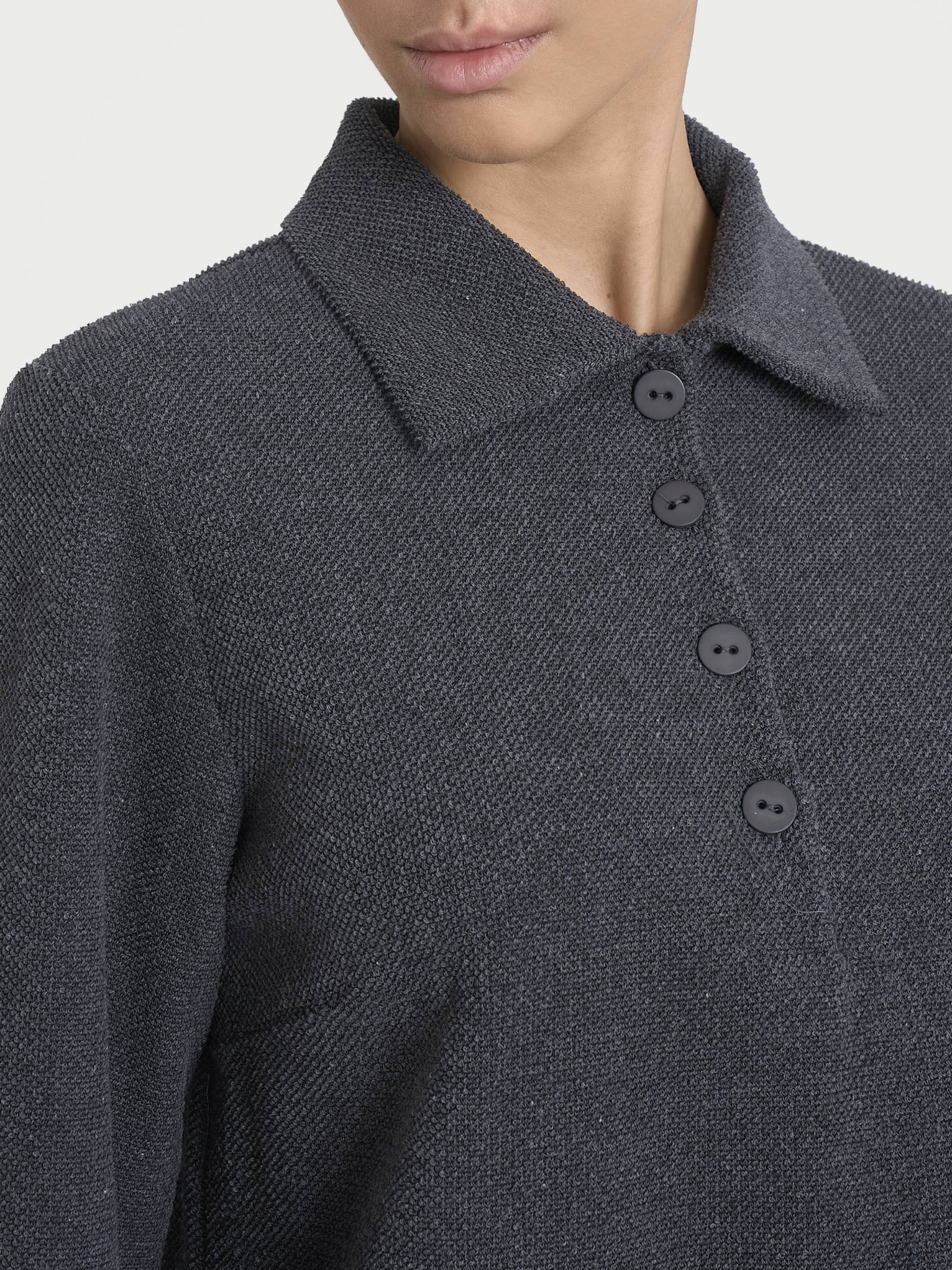 Ragno Comfort Polo Manica Lunga Maglia Ardesia Mel. felpata