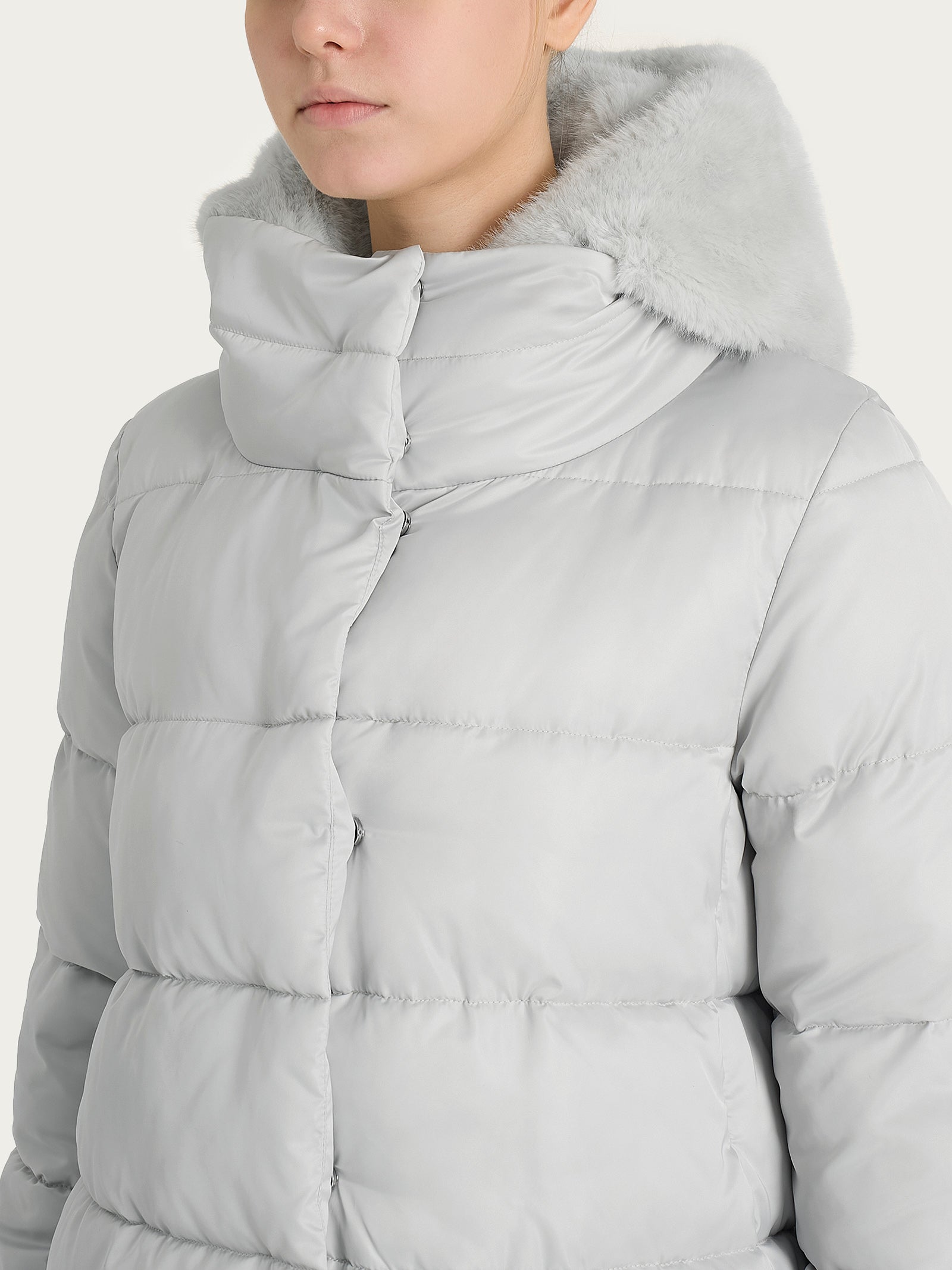 Ragno Piumino Vegan Fur Cappuccio Removibile Dawn Blue