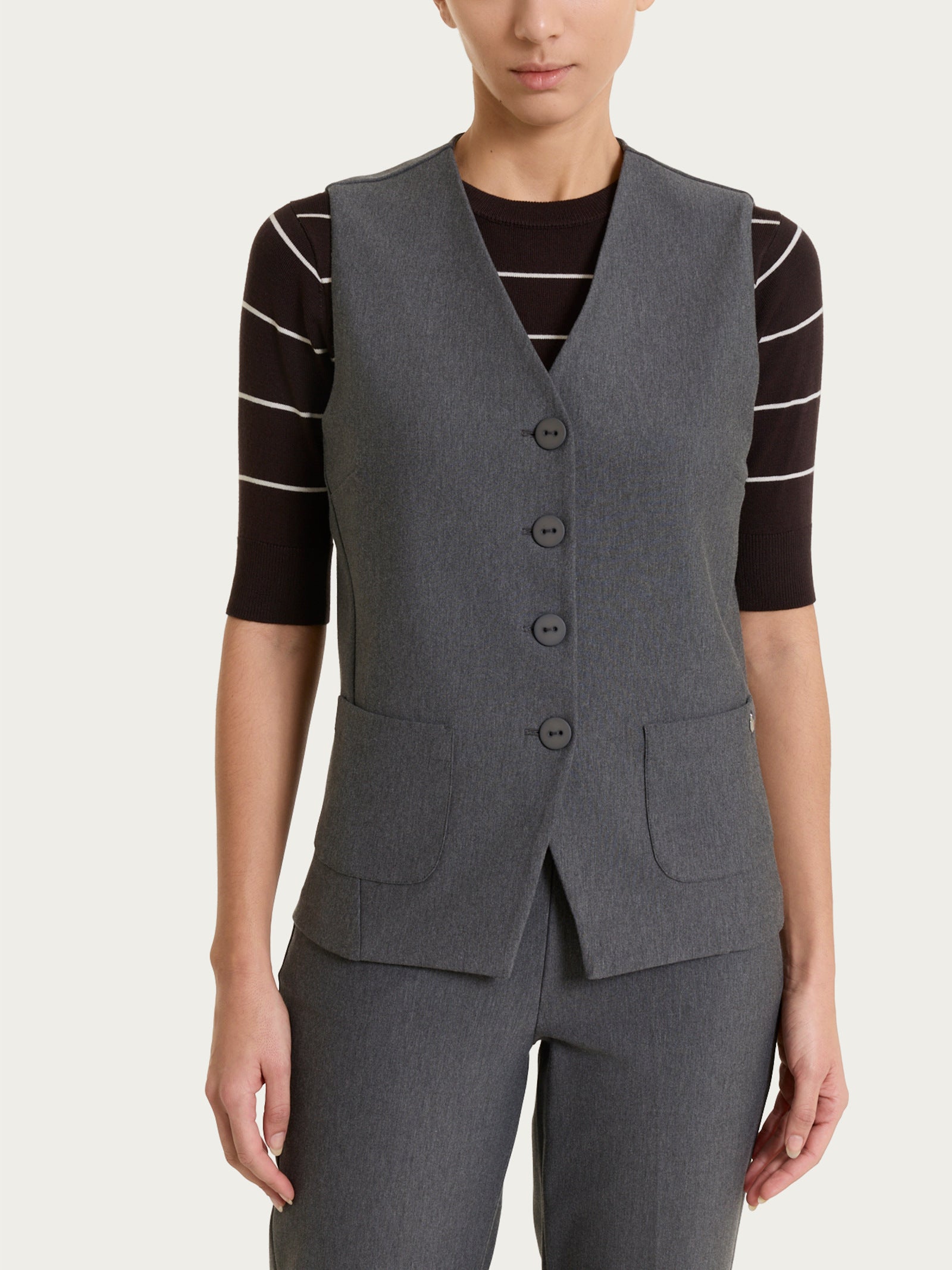 Ragno Compact Gilet con quattro bottoni nero Ardesia Mel. caldo