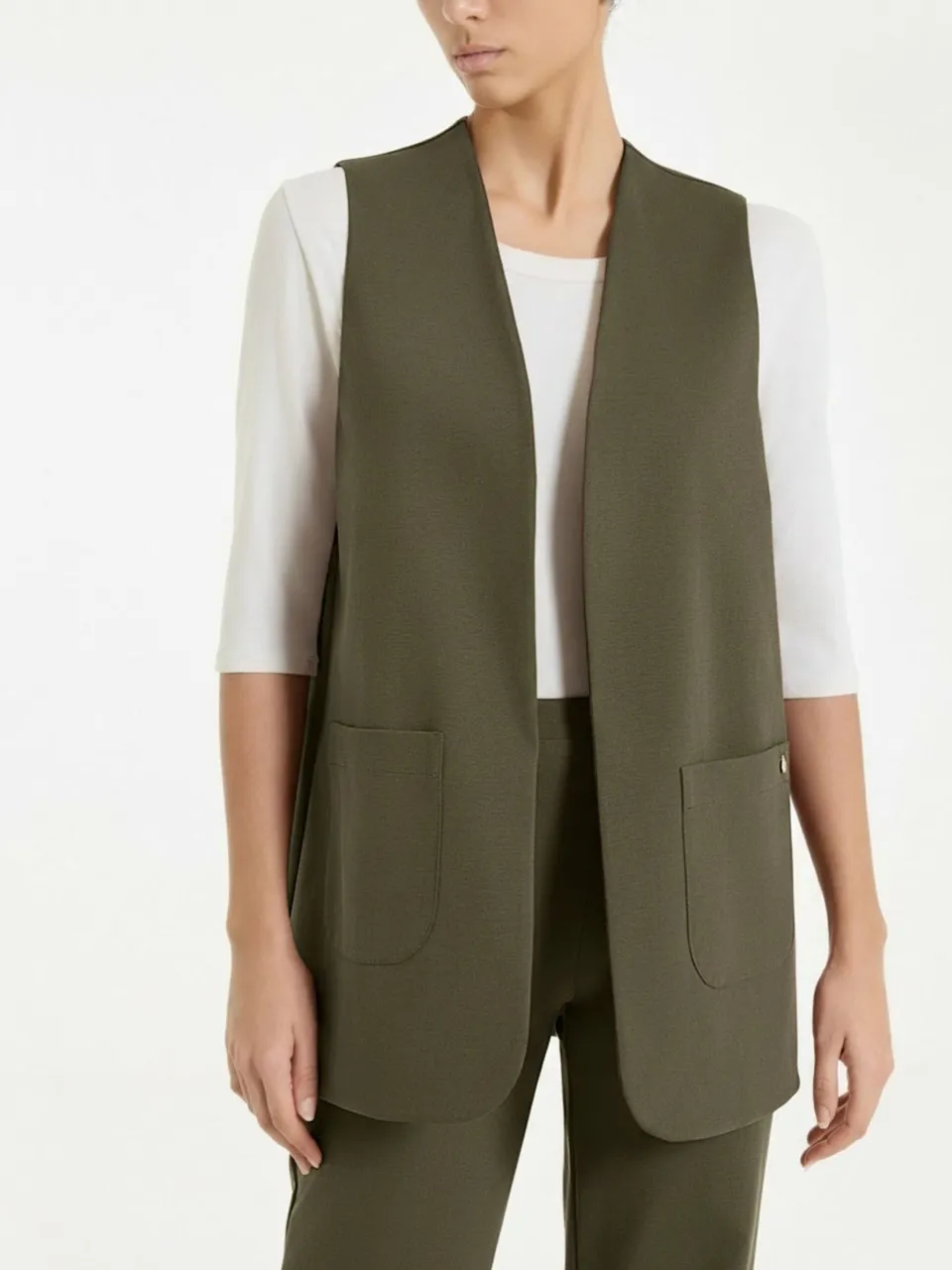 Ragno Compact Light Gilet Donna Dark Olive Aperto