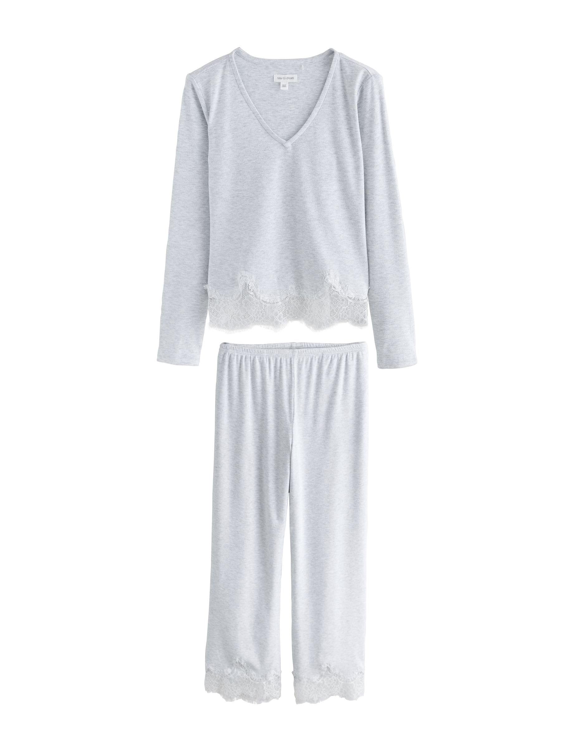 Next pigiama donna maniche lunghe coste pizzo taglia S