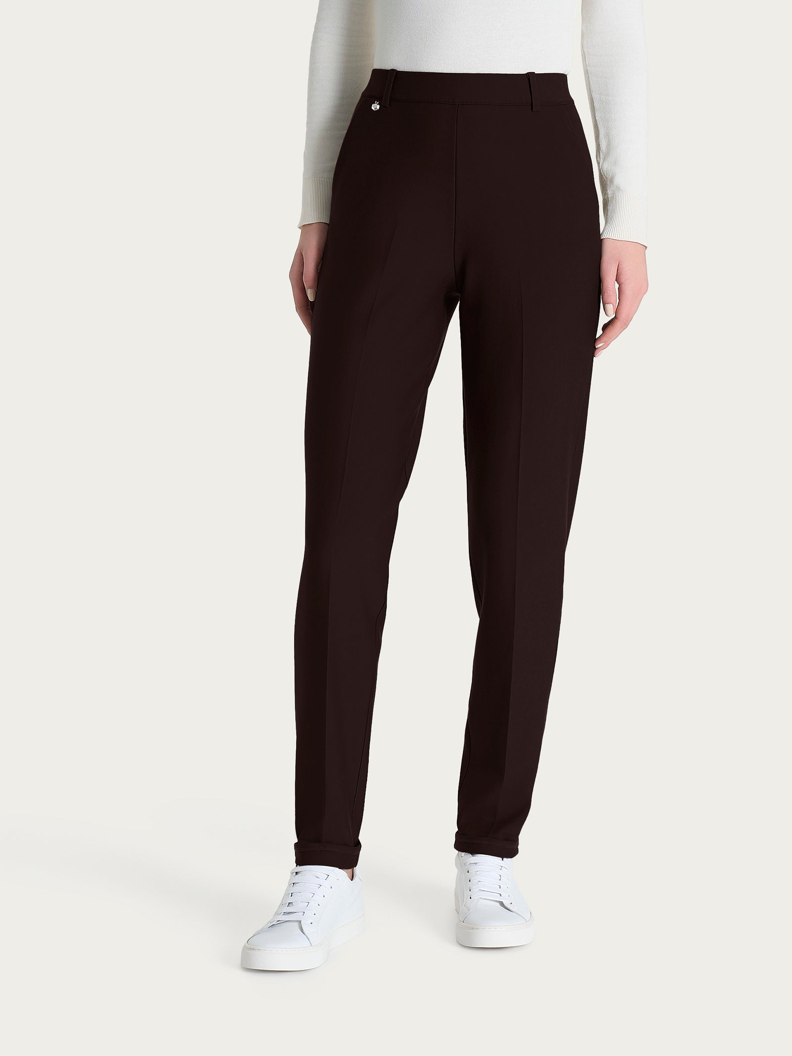 Ragno Compact pantalone chino slim Chocolate Torte con risvolto
