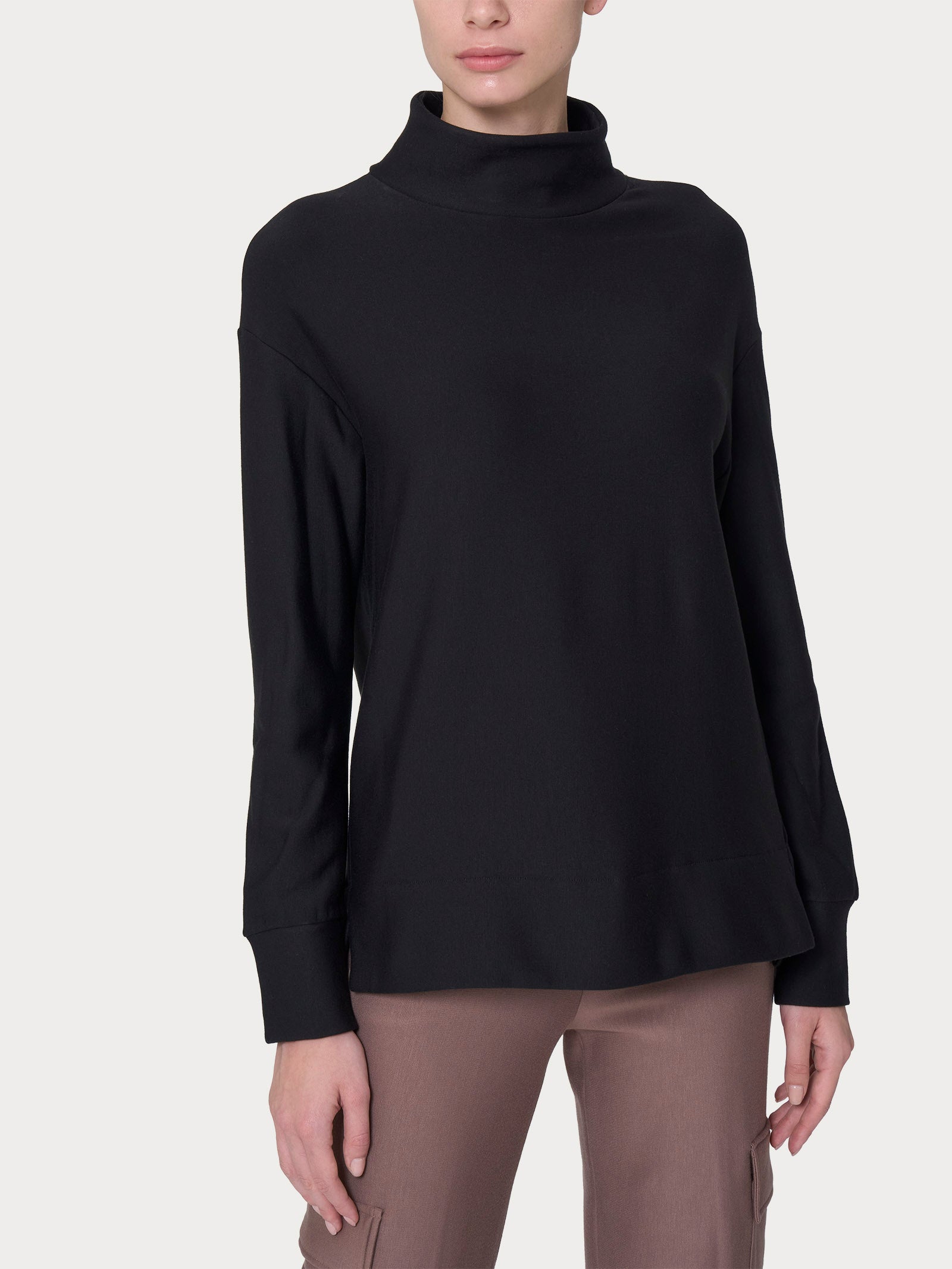 Ragno Comfort felpa collo alto nera relaxed