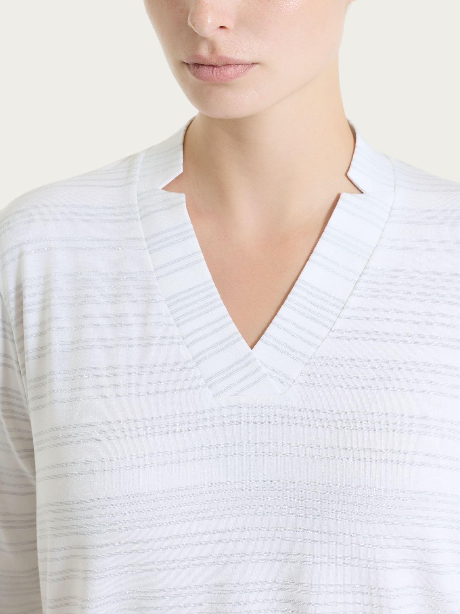 Ragno Viscosa Summer maglietta scollo V white righe