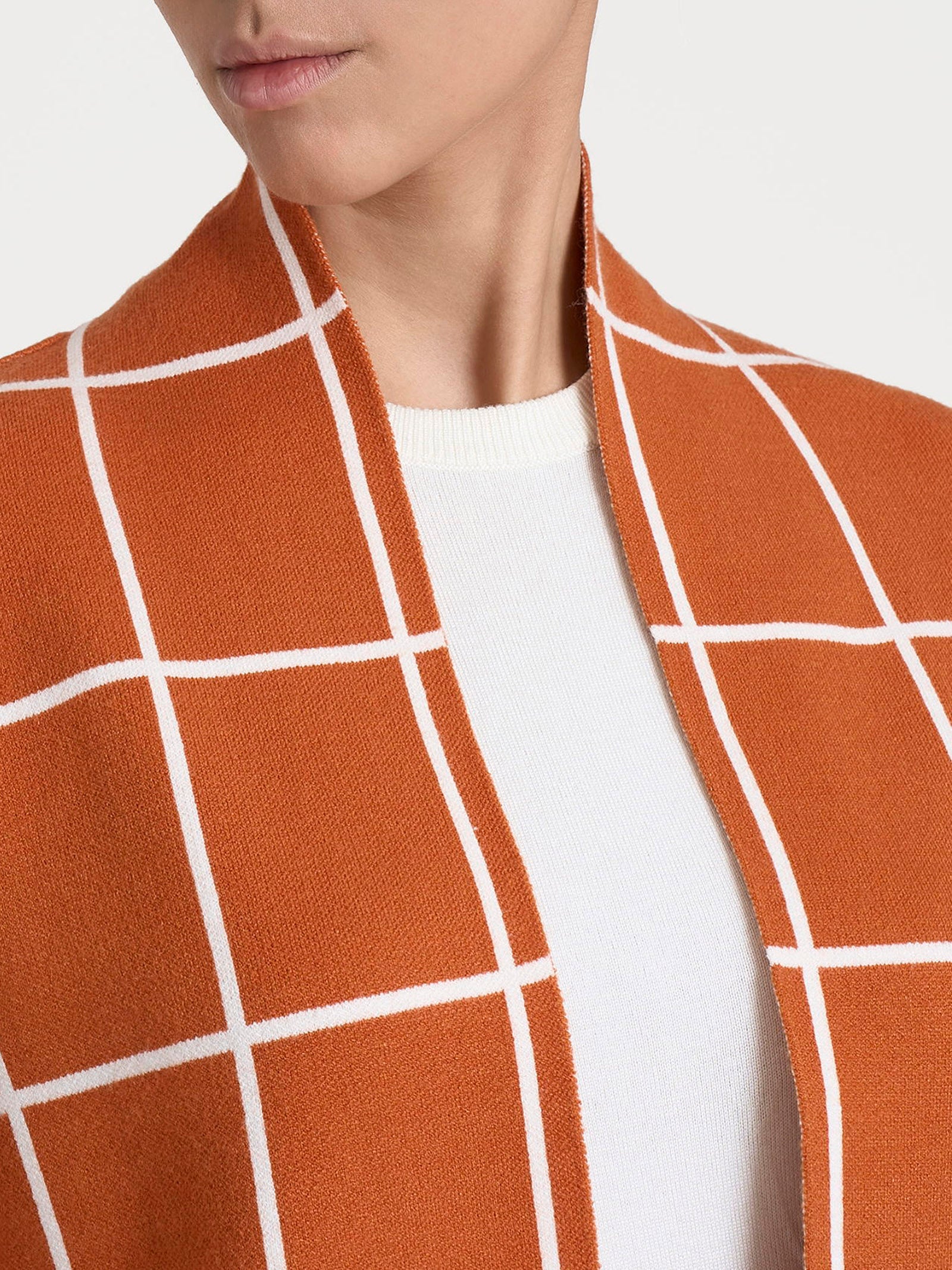 Ragno Super Soft Cardigan aperto check Fant. Rust morbido