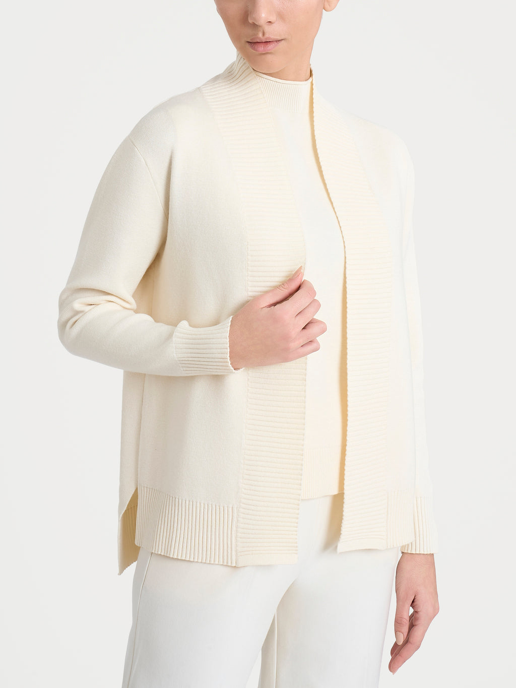 Ragno Super Soft cardigan aperto Avorio maniche lunghe