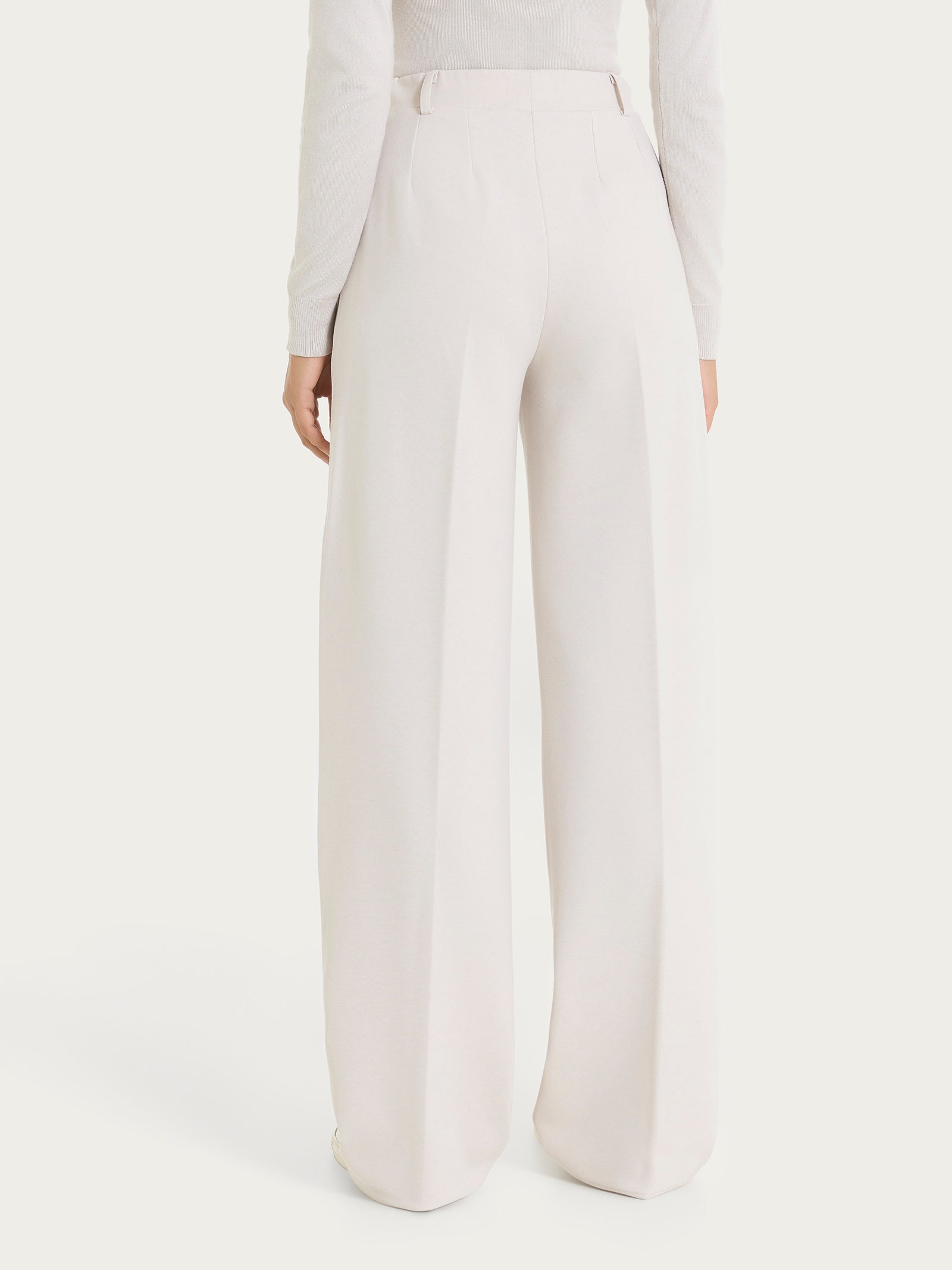 Ragno Cashmere Compact pantalone palazzo Champignon con tasche