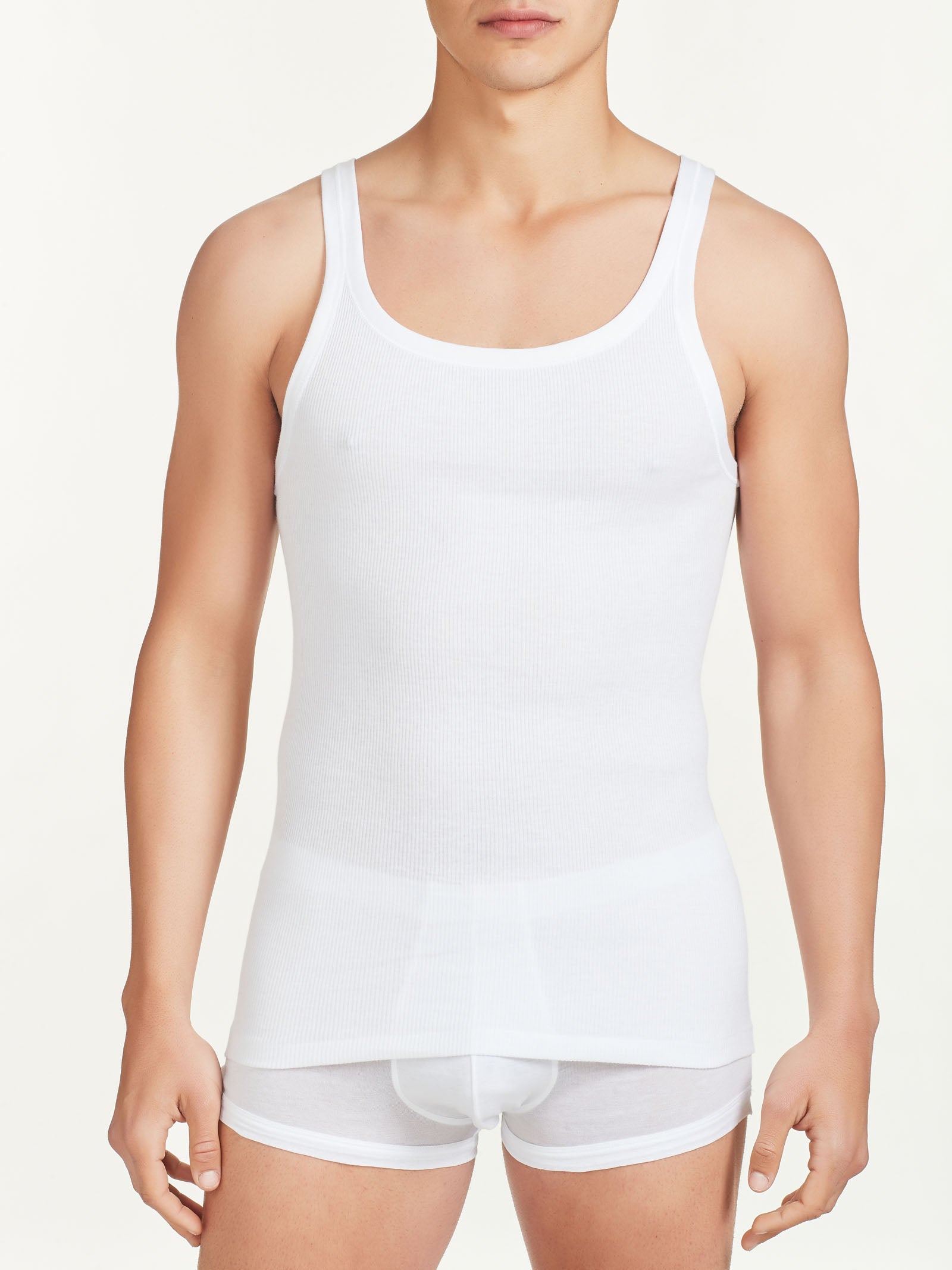 Ragno 100 Cotone Canottiera Spalla Stretta Bianco costina