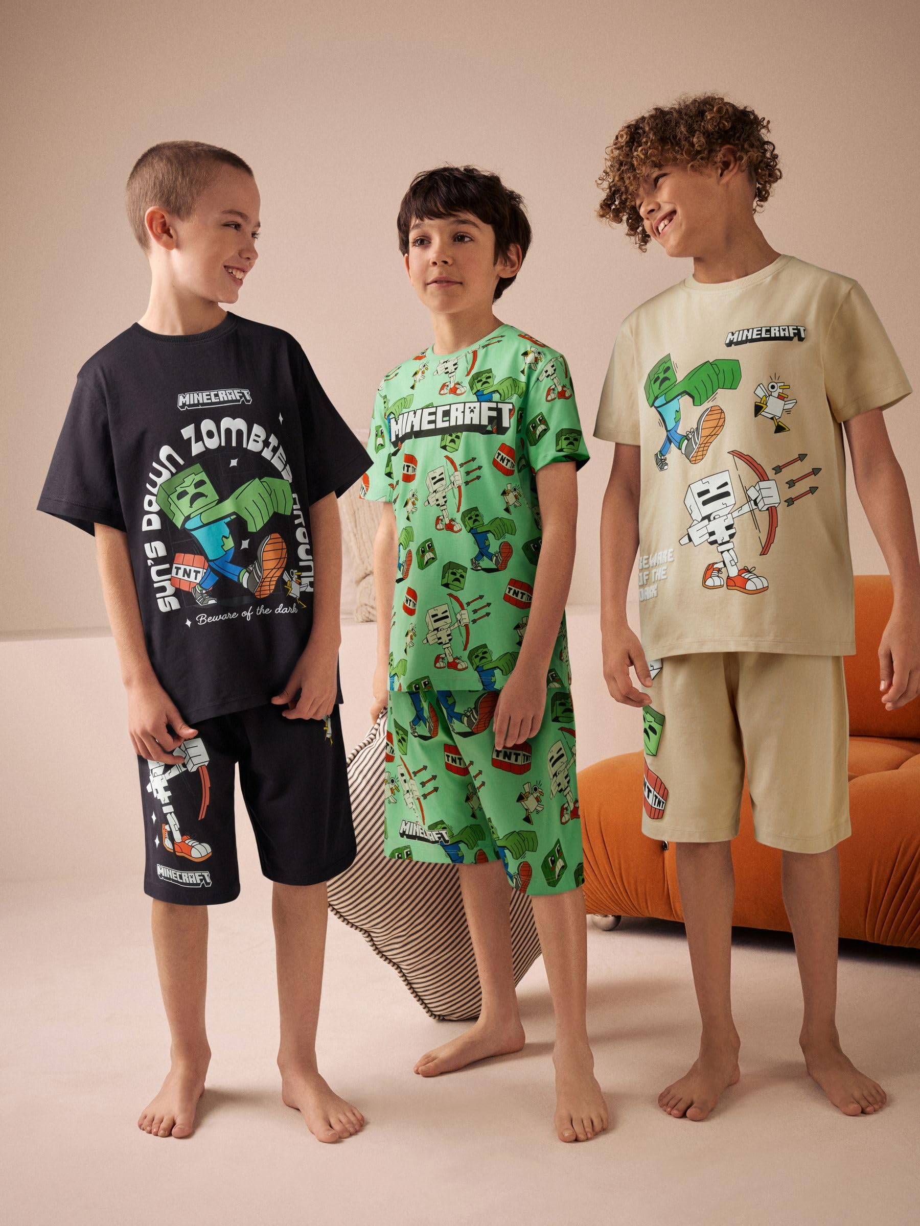 Next Pigiama corto bambino Minecraft 3 pezzi 128 cotone