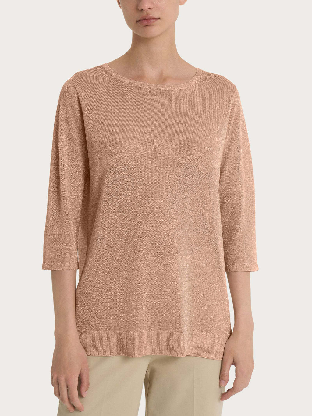 Ragno Crêpe Lurex Warm Taupe maglione manica 3/4