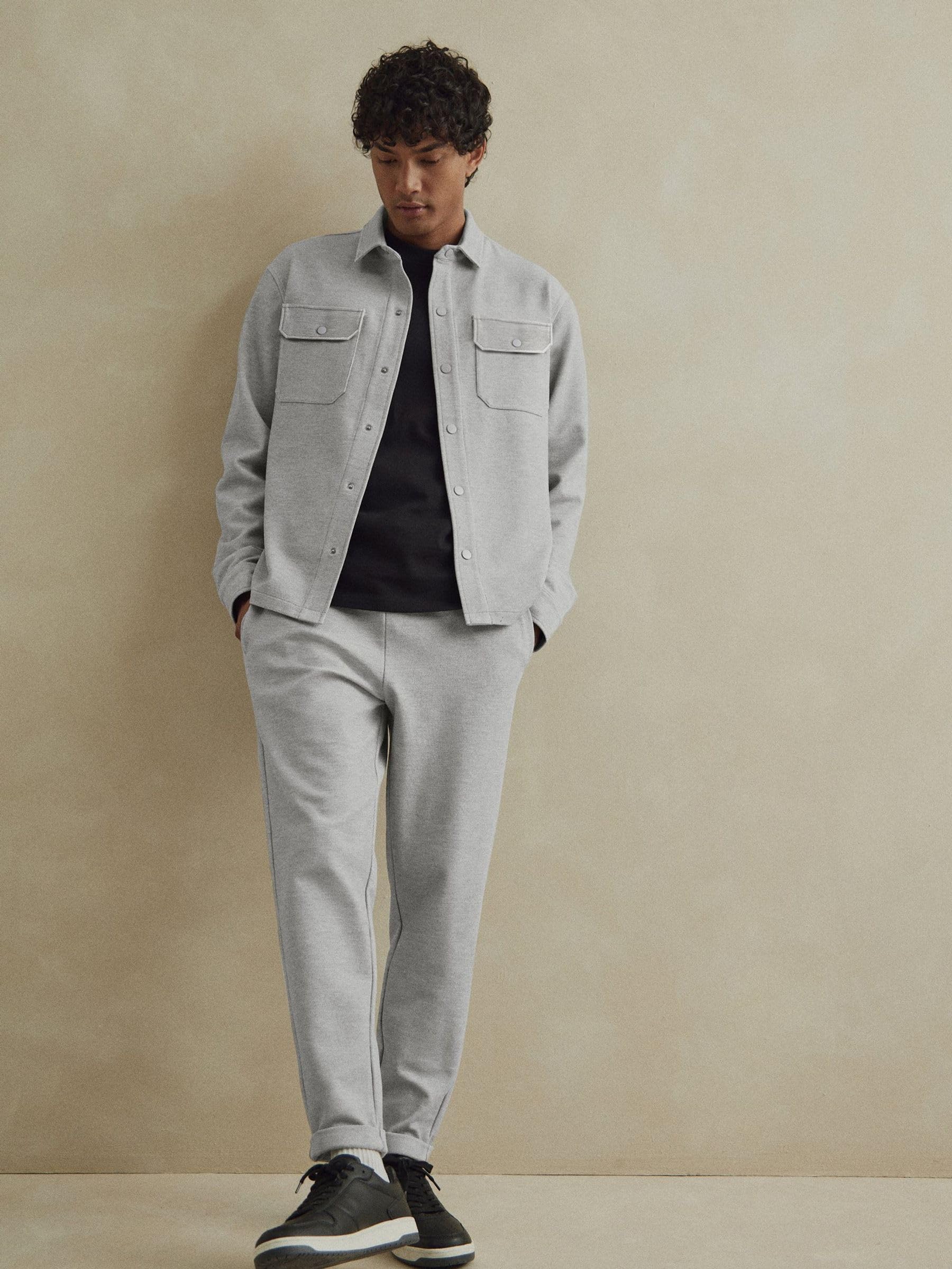 Next giacca camicia uomo twill jersey bottoni L