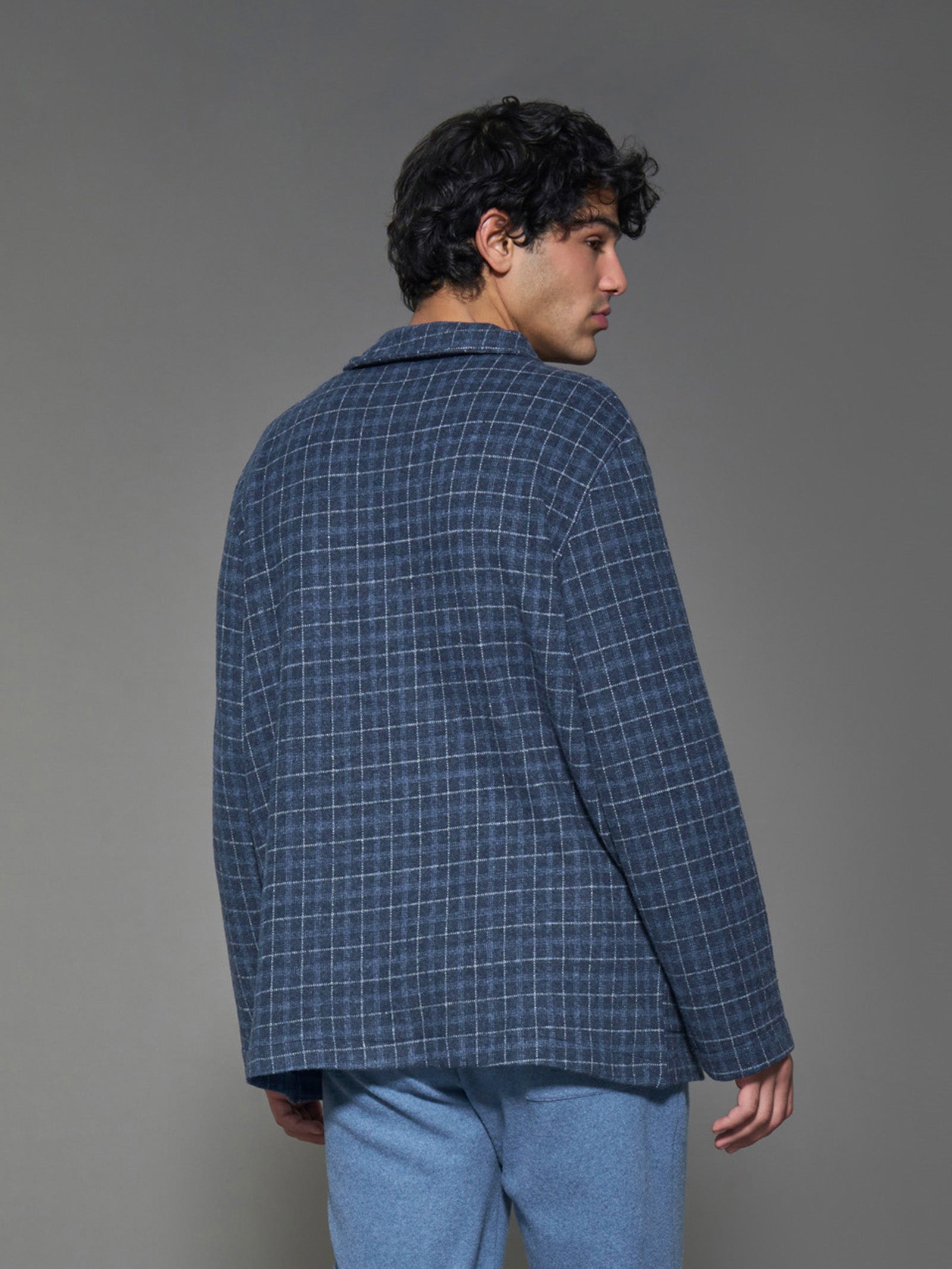 Ragno Cotton Eco Pile Giacca da Camera vestaglia Fant. Indigo