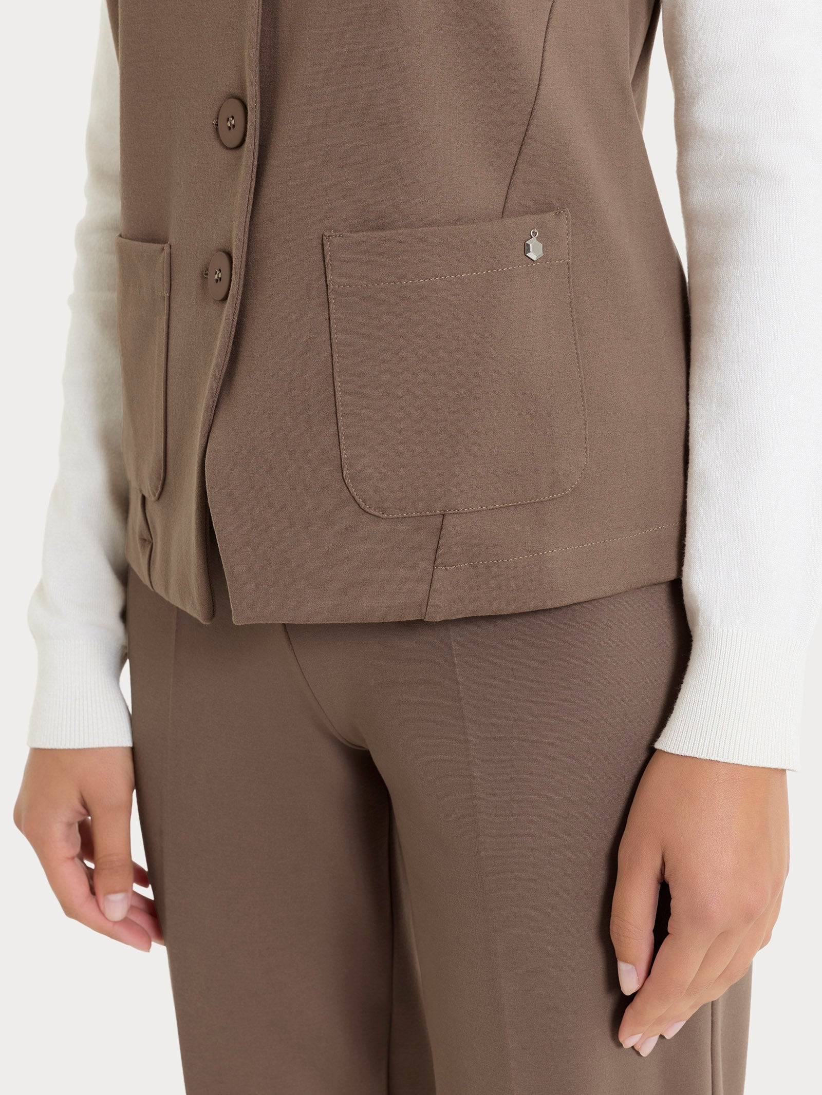 Ragno Cashmere Compact gilet 4 bottoni Pine Bark donna