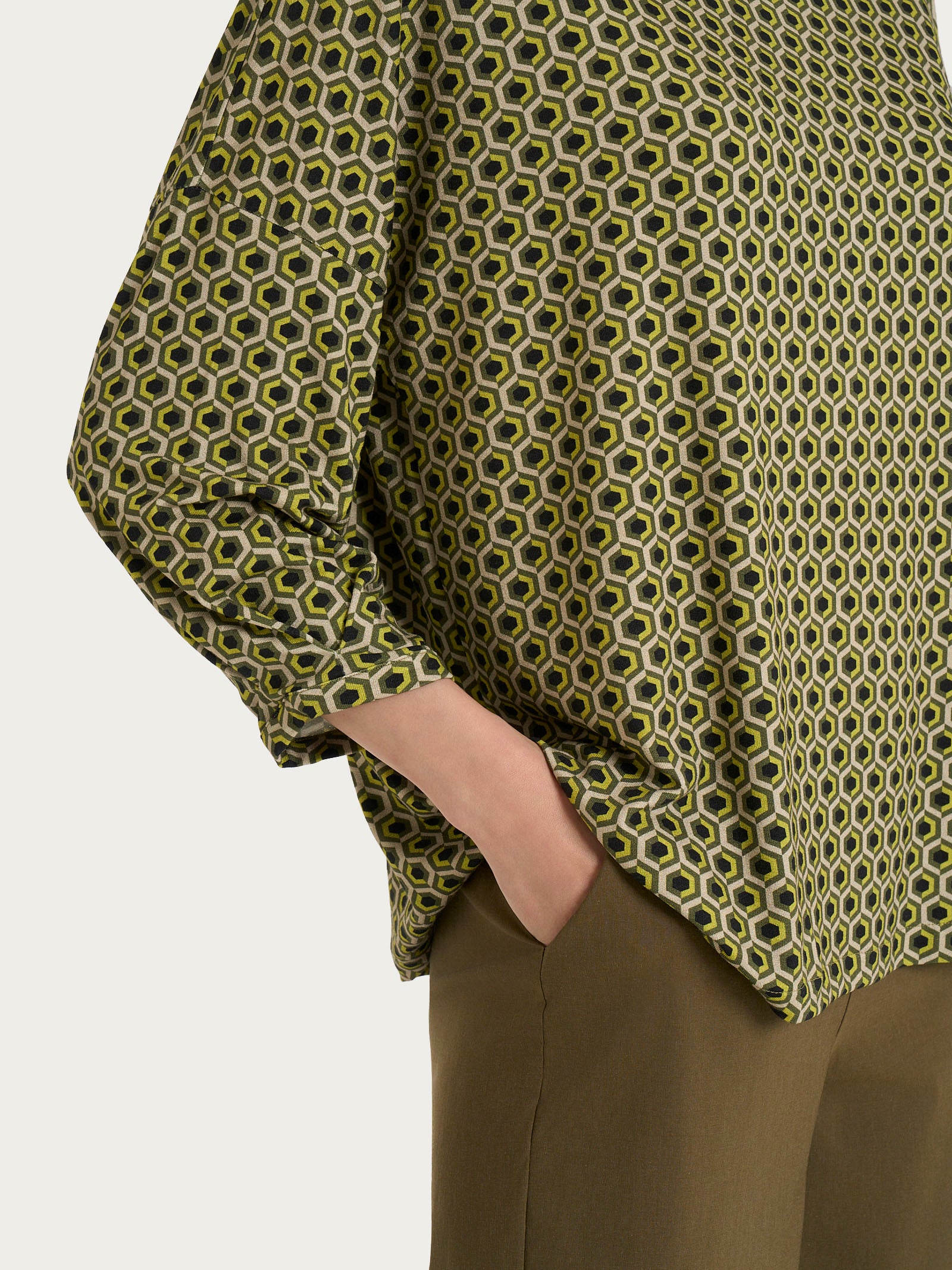 Ragno Maglietta Manica Ampia Hexagon Viscosa Boxy Fant. Sphagnum