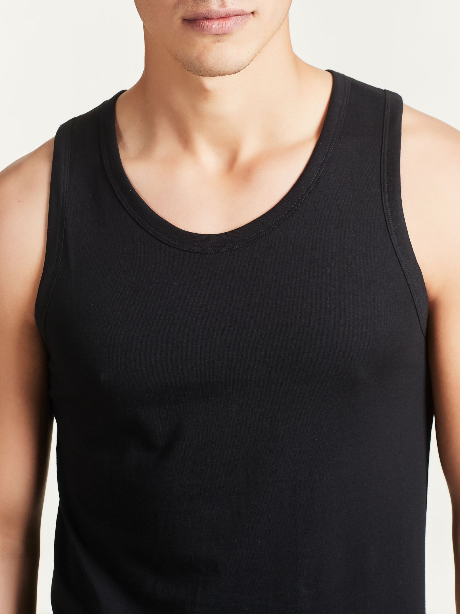 Ragno 100% Cotton Canottiera Spalla Larga Nero Bipack 2 Pz